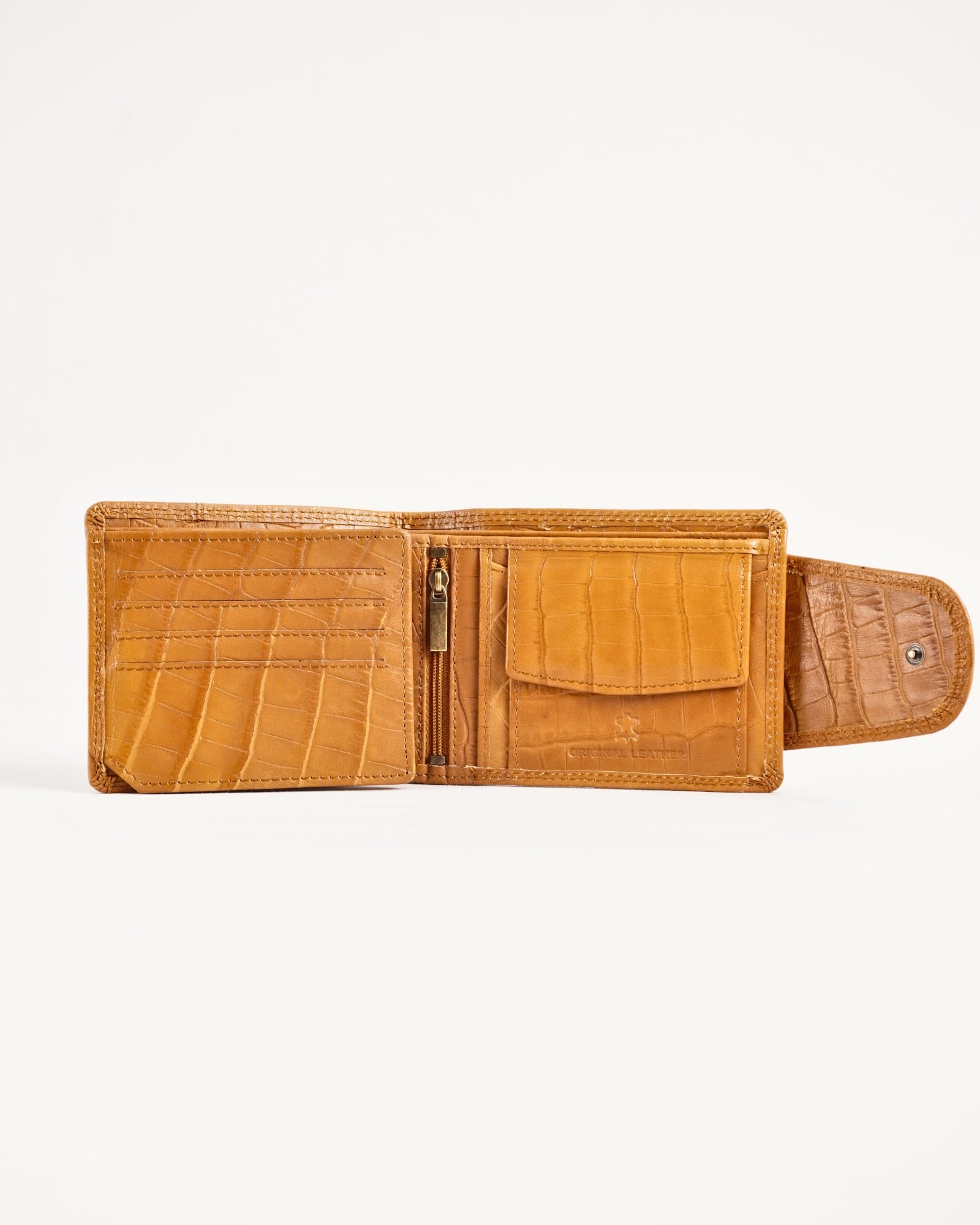 Derby - Men’s Original Leather Wallet (Almond Croco Brown ) - Image 3