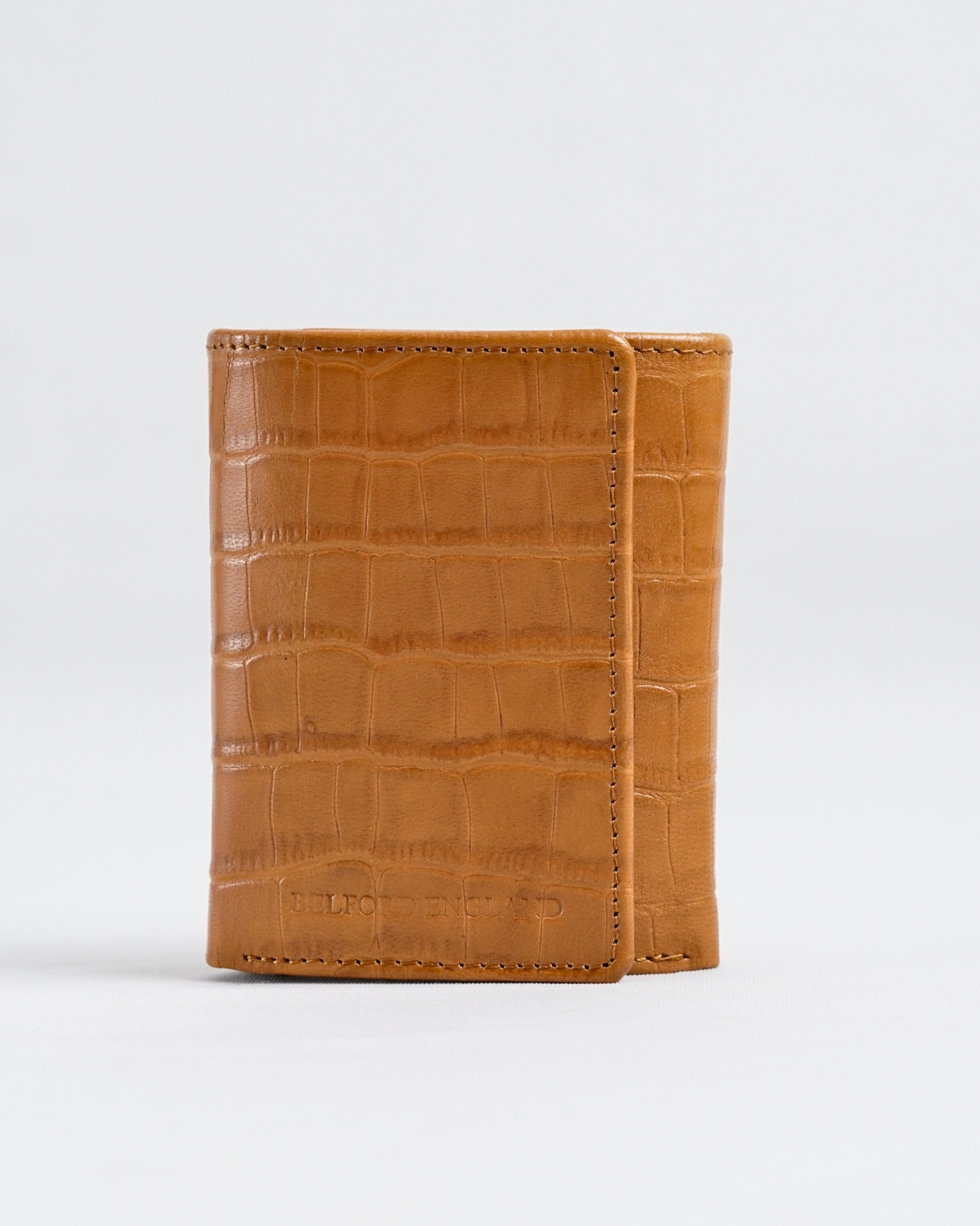 Detroit - Men’s Original Leather Wallet [Smart Card Pop UP] (Croco Almond Brown) - Image 5