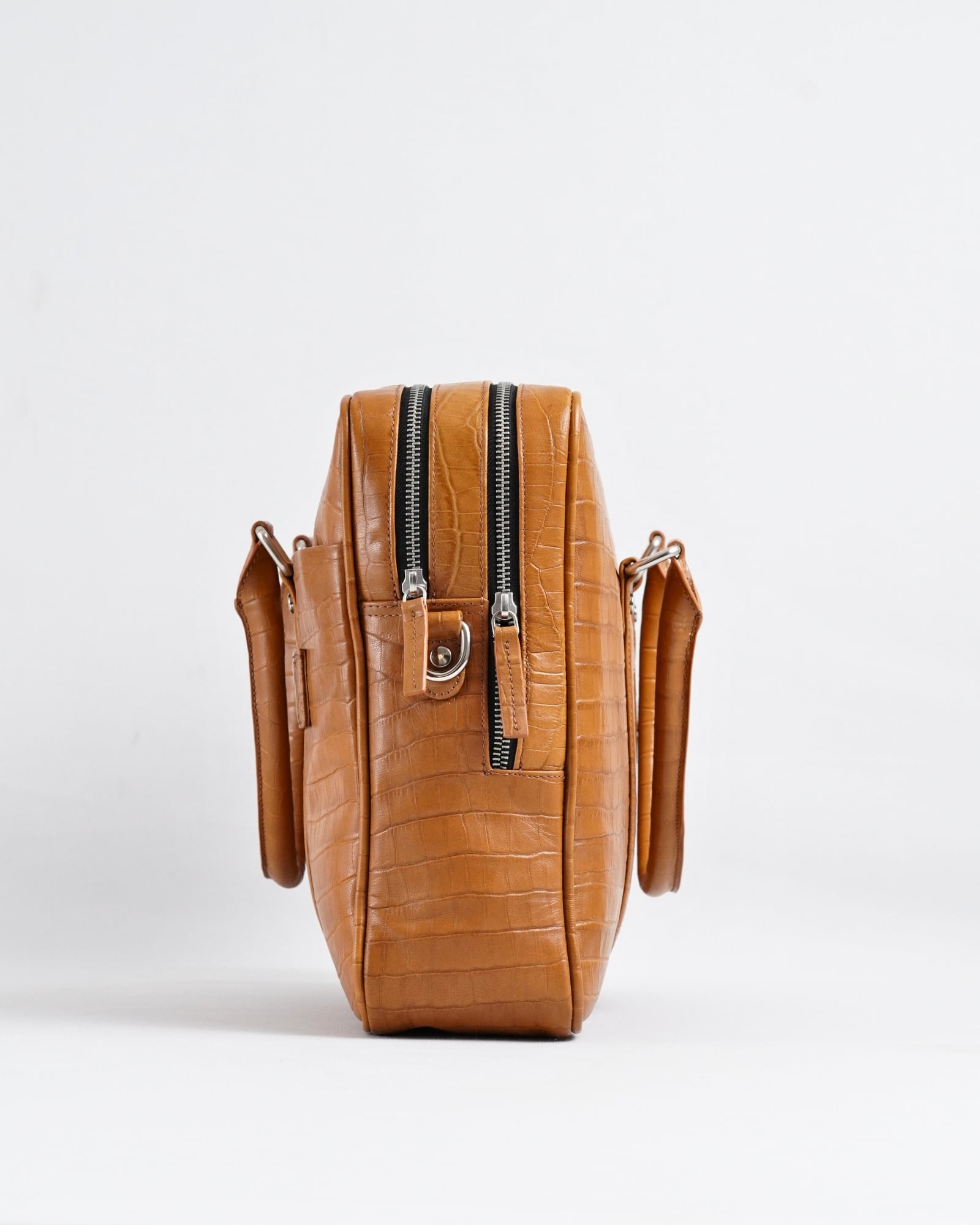 Executive Men's 100% Original Leather Large Briefcase - Croco Tan - Image 4