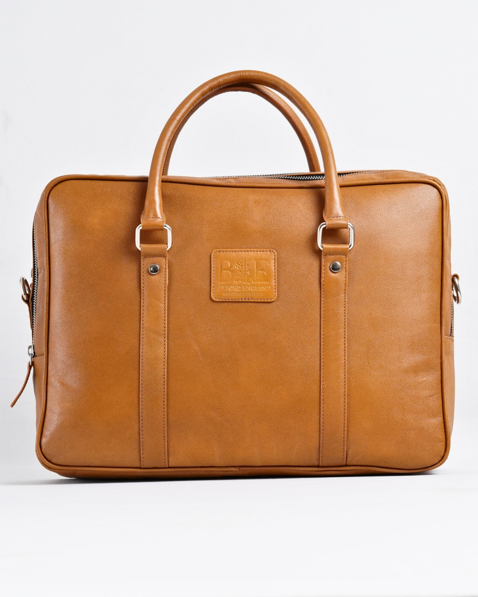 Executive Men's 100% Original Leather Large Briefcase - Rich Tan - Image 4