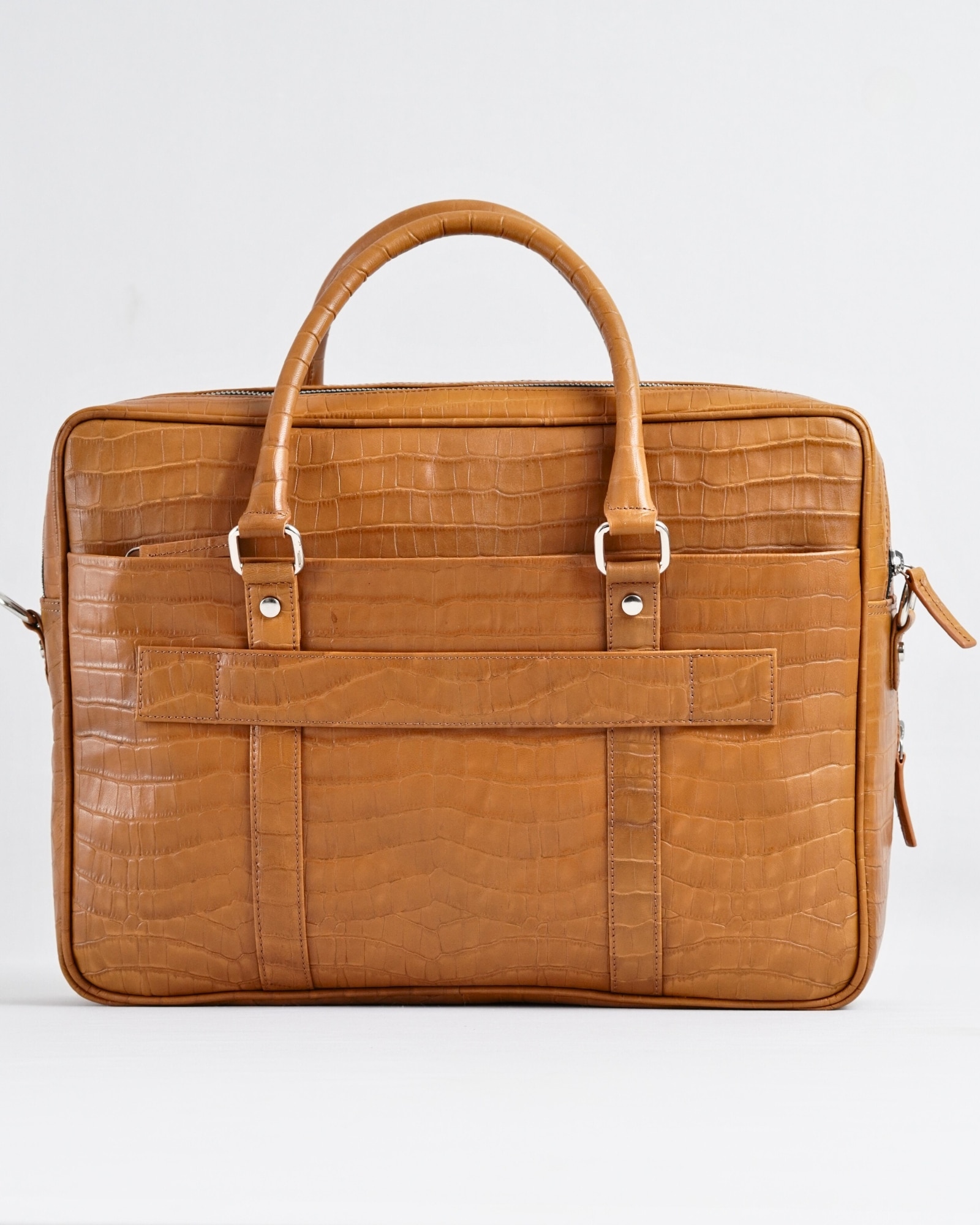 Executive Men's Original Leather Briefcase  (Croco Rich Tan) - Image 3