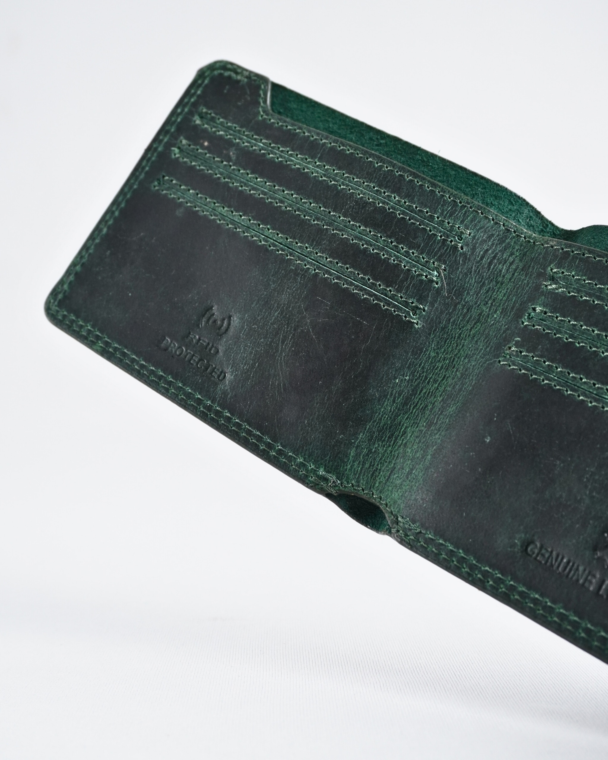 Heritage (Sleek Series) - Men’s Original Leather Wallet (Rugged Green) - Image 6