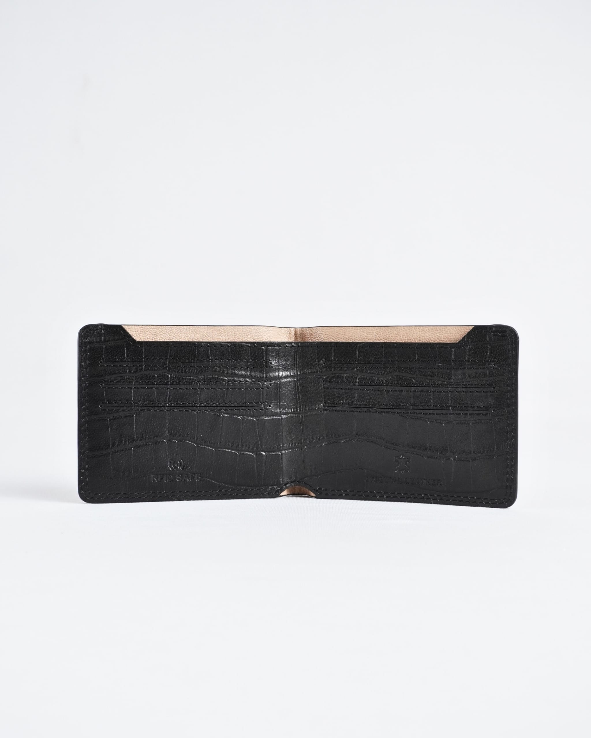 Heritage (Sleek Series) - Men’s Original Leather Wallet - Croco Black