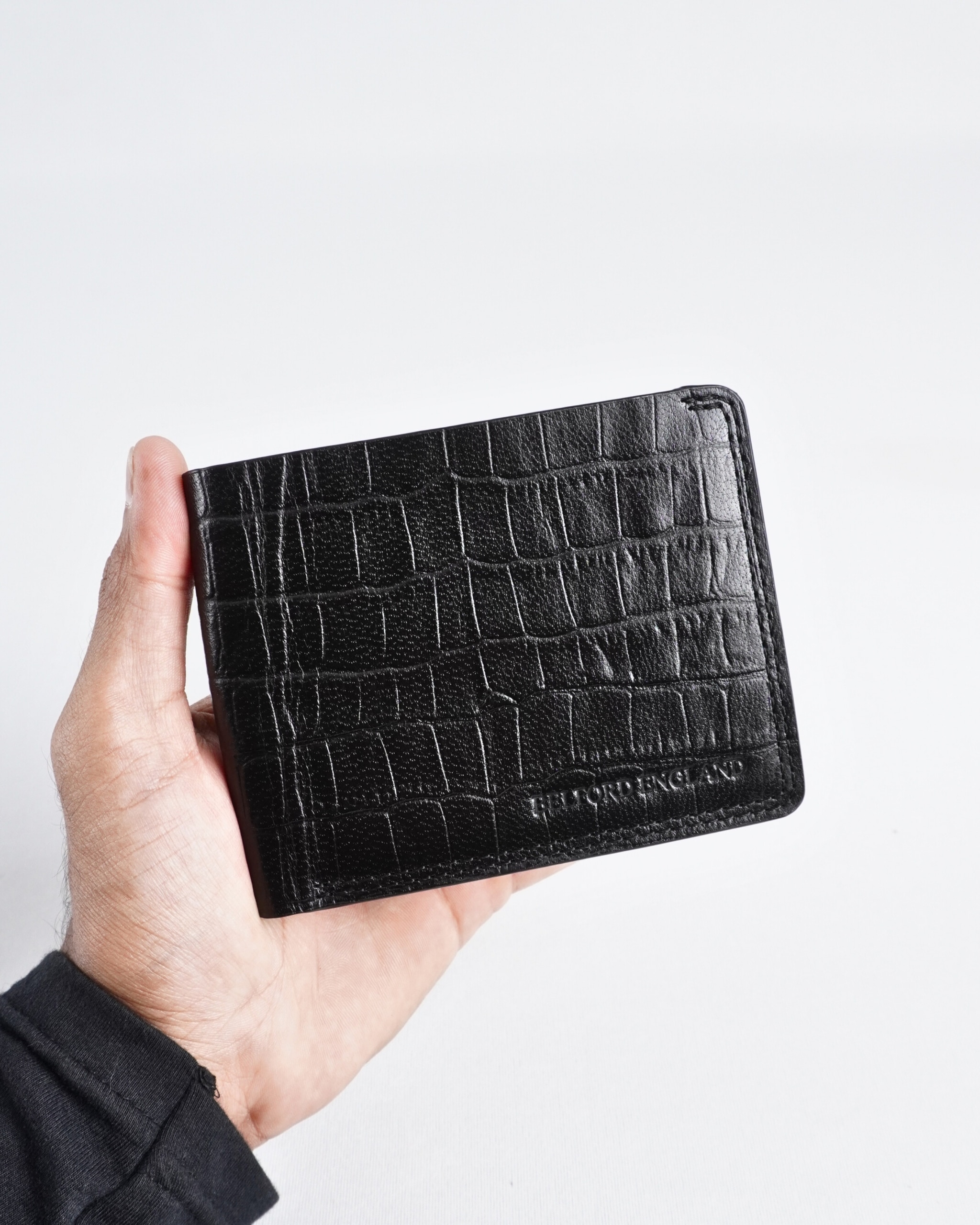 Heritage (Sleek Series) - Men’s Original Leather Wallet - Croco Black - Image 3