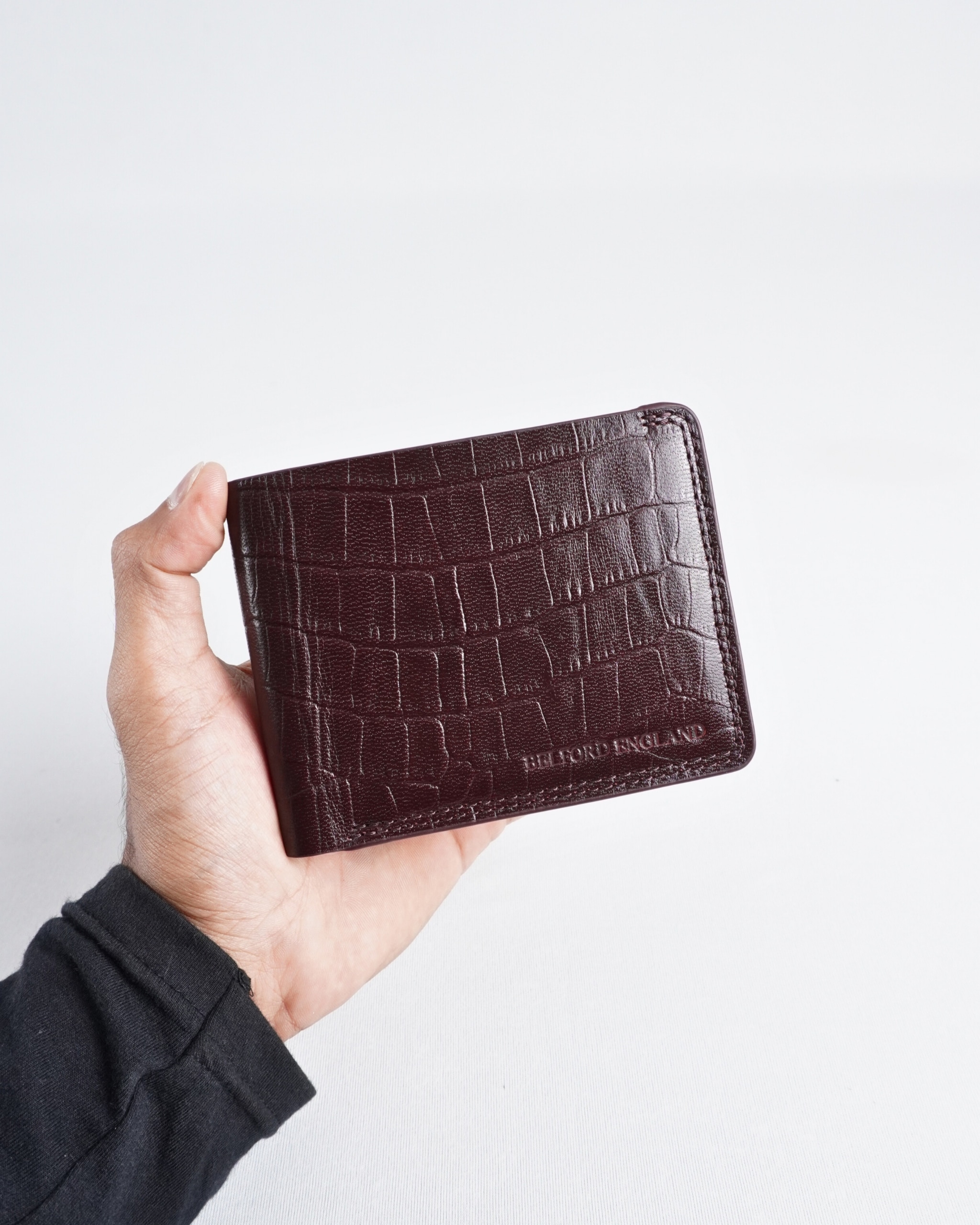 Heritage (Sleek Series) - Men’s Original Leather Wallet - Croco Cherry - Image 2