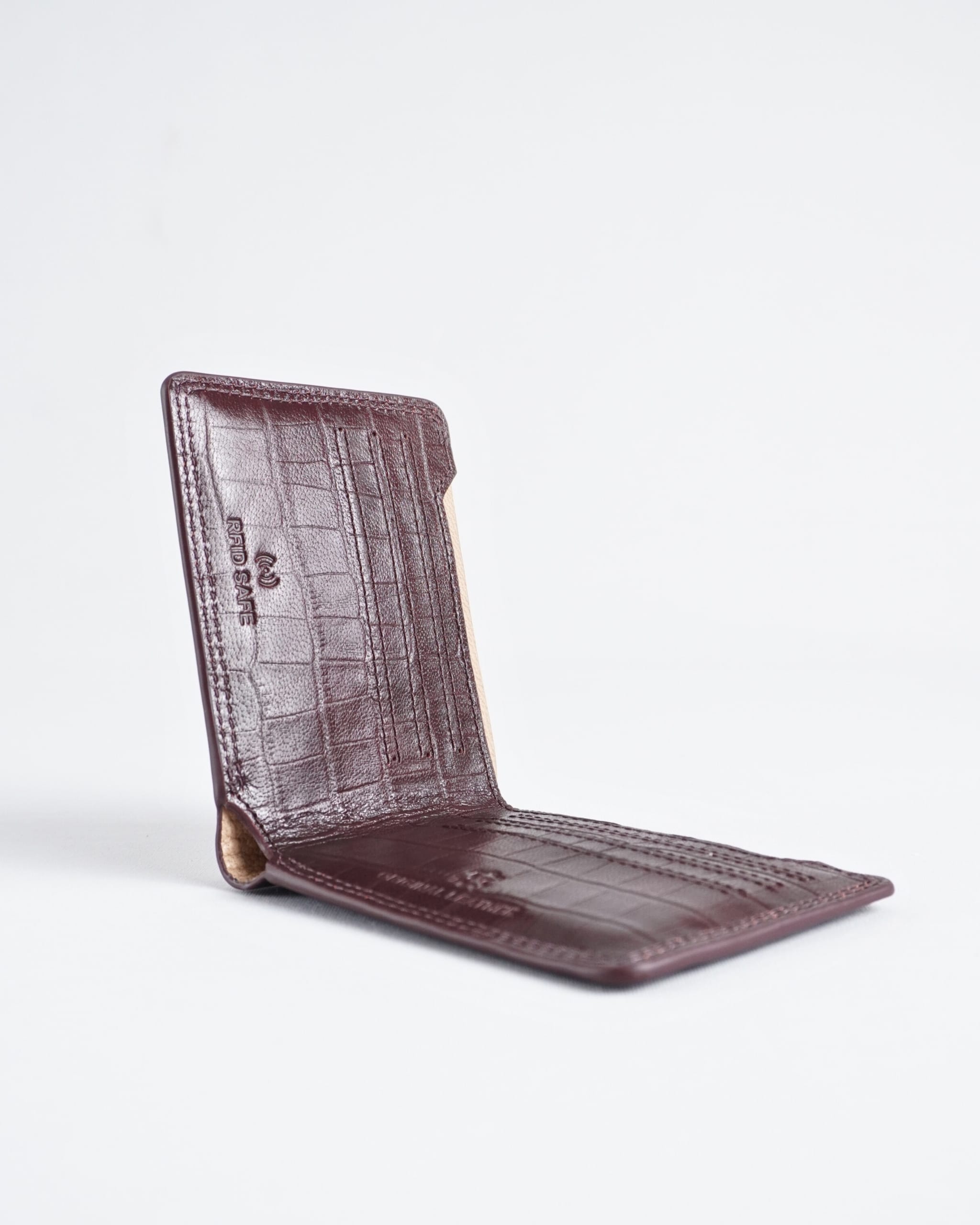 Heritage (Sleek Series) - Men’s Original Leather Wallet - Croco Cherry - Image 3