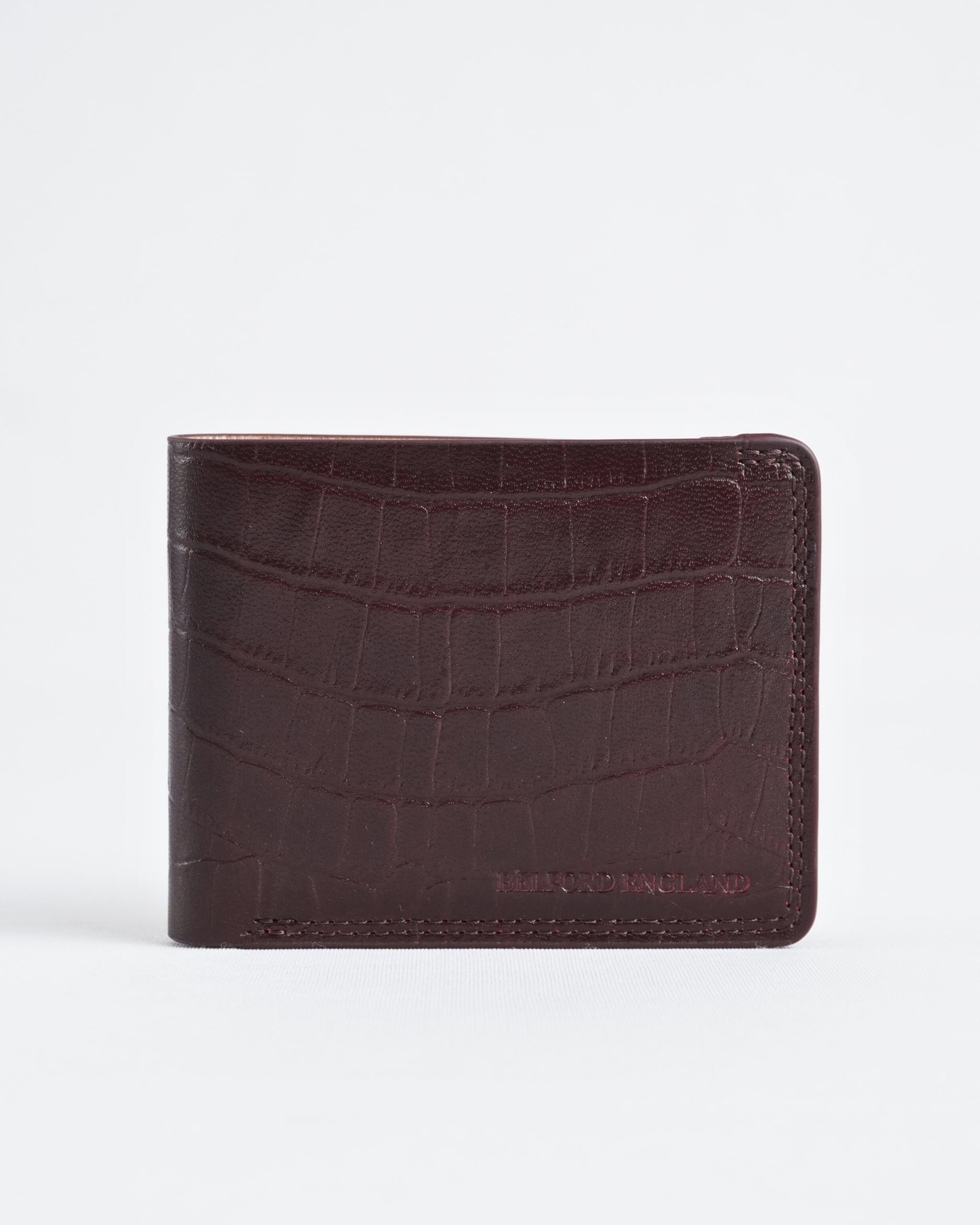 Heritage (Sleek Series) - Men’s Original Leather Wallet - Croco Cherry - Image 4