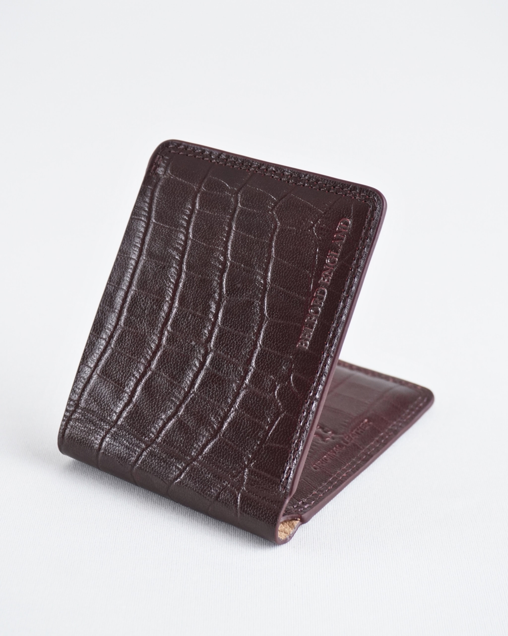 Heritage (Sleek Series) - Men’s Original Leather Wallet - Croco Cherry - Image 8