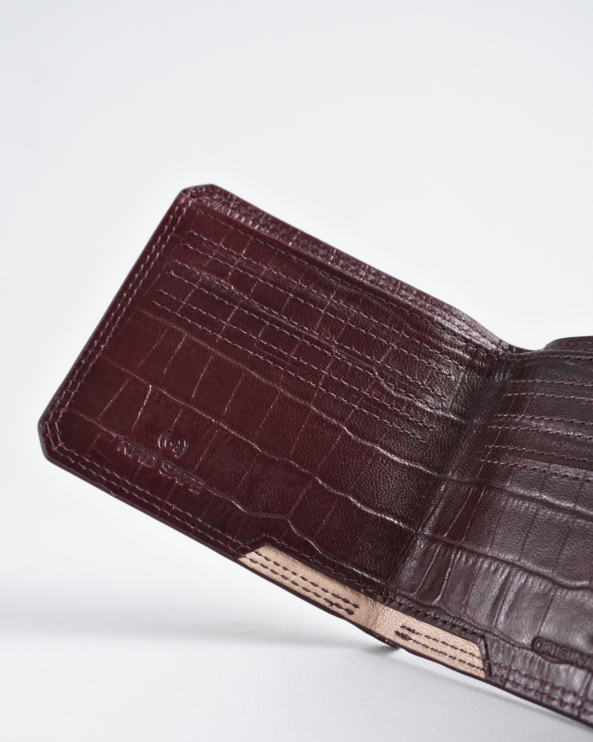 LiverPool - Men’s Original Leather Wallet (Croco Cherry) - Image 9