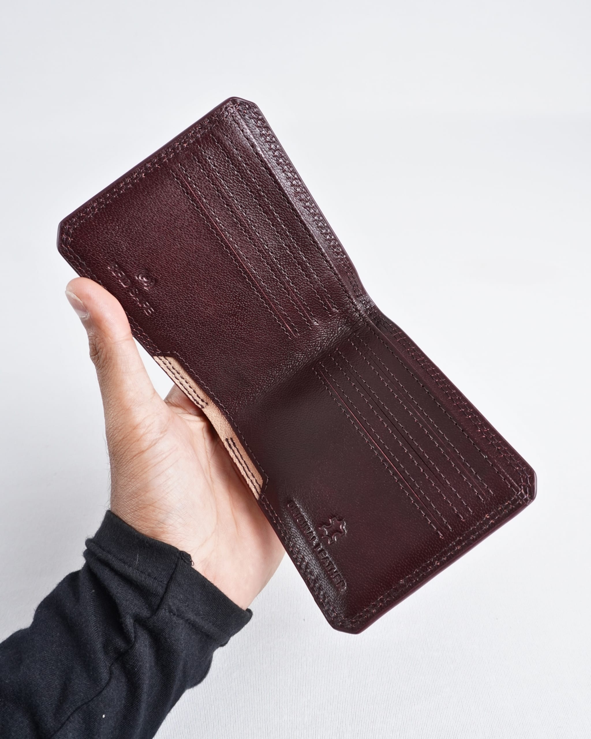 LiverPool (Sleek Series) -  Men’s Original Leather Wallet (Cherry) - Image 3