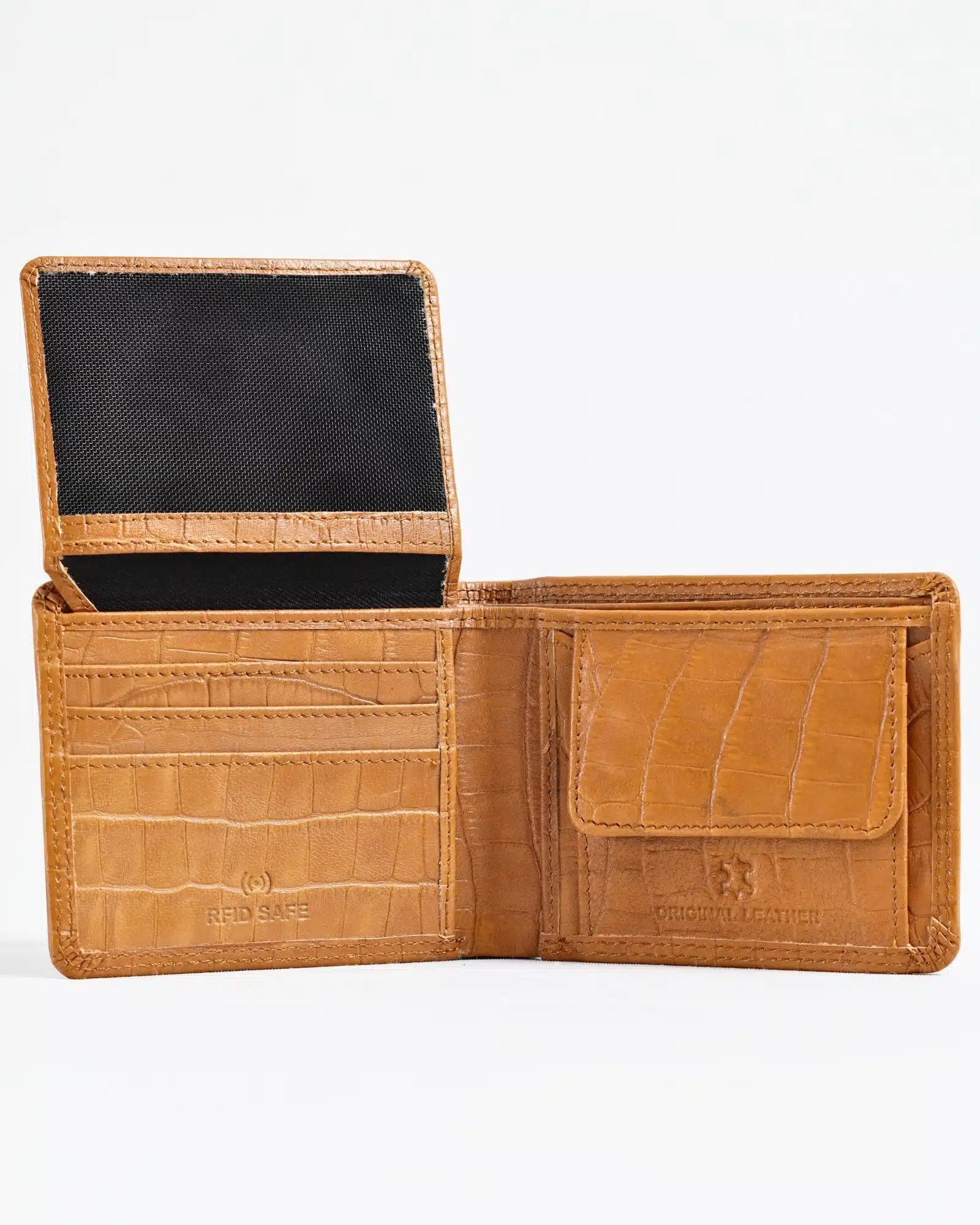 Tanner Men’s Original Leather Wallet  (Almond Croco Brown)