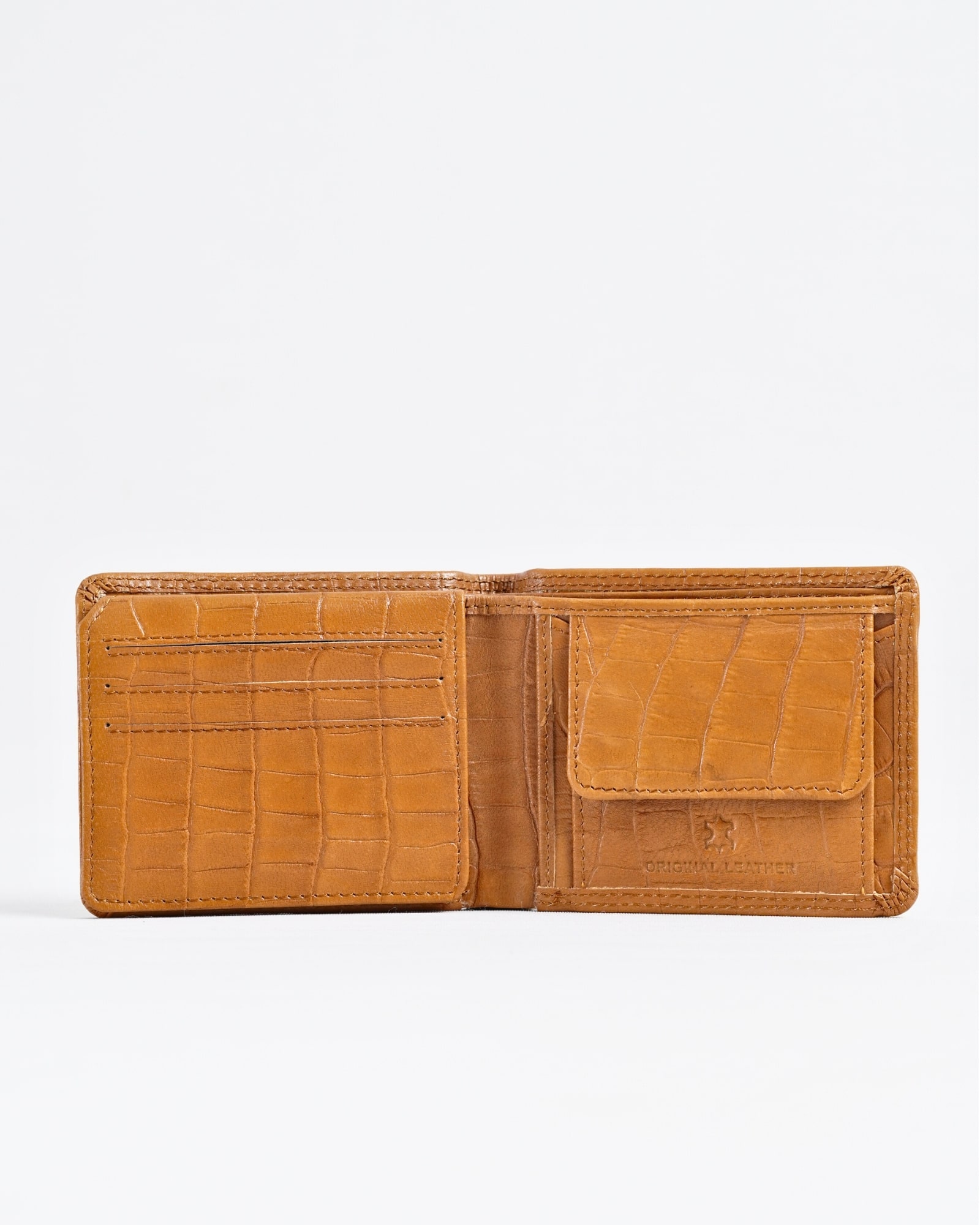 Tanner Men’s Original Leather Wallet  (Almond Croco Brown) - Image 4