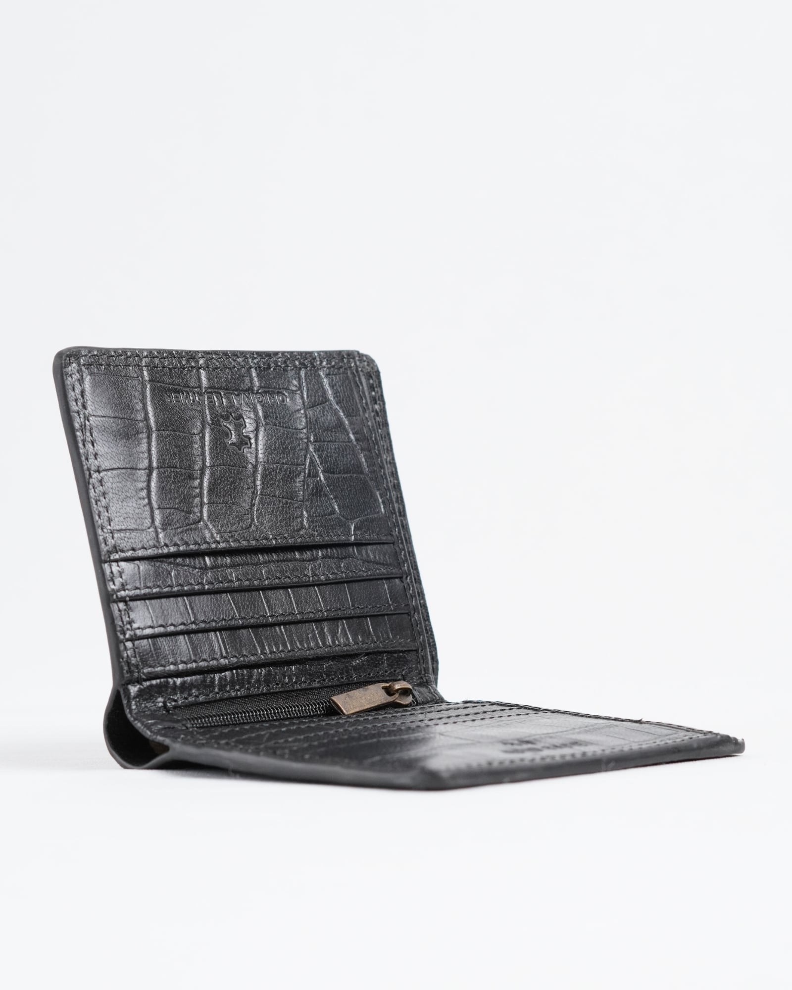 Aubrey - Men’s Original Leather Wallet (Croco Black) - Image 2