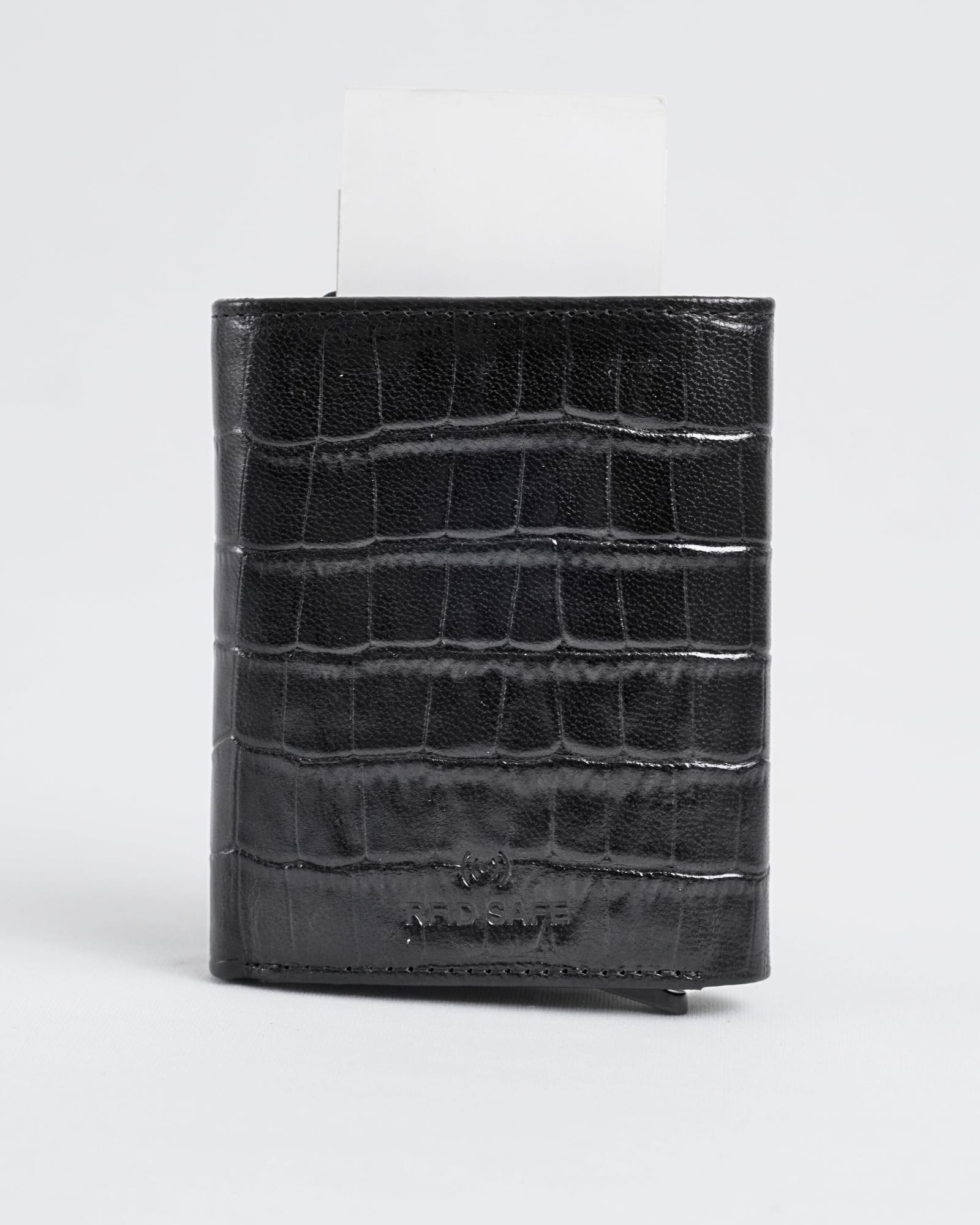 Barcelano - Men’s Original Leather Wallet | One -Click Card Access (Croco Black) - Image 7