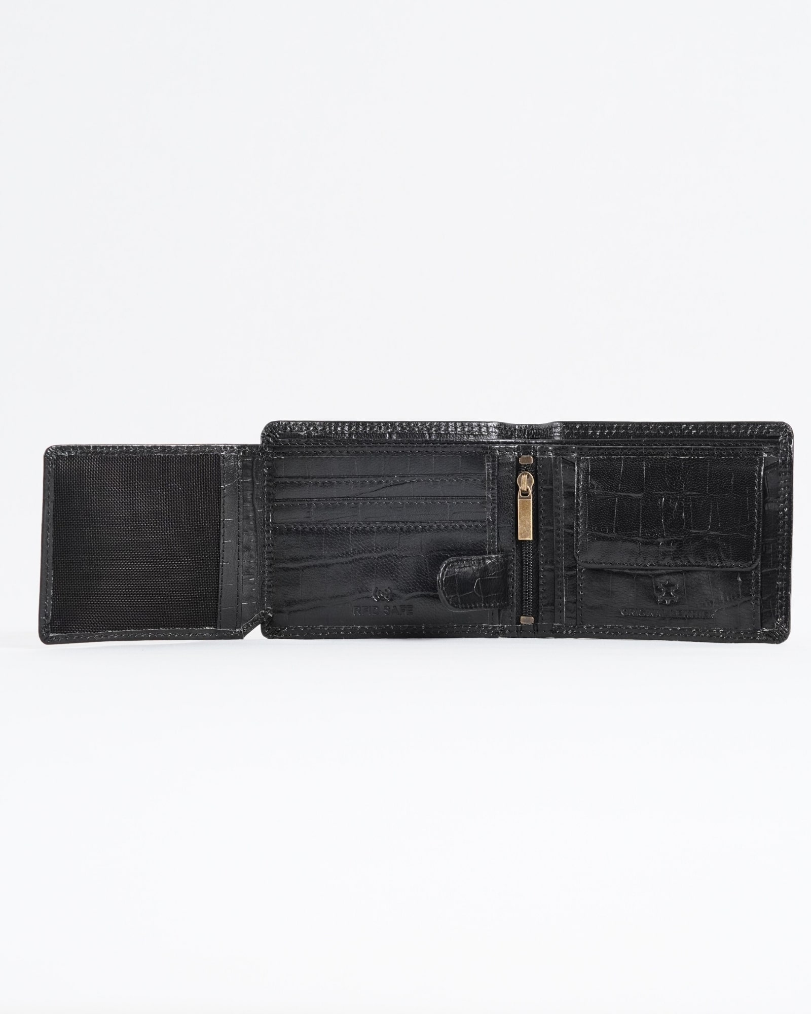Cambridge Men’s Original Soft Leather Wallet (Croco Black) - Image 5