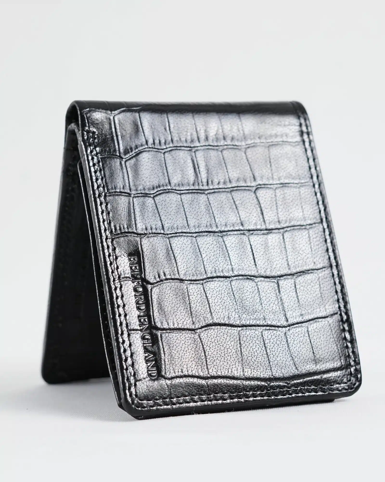 Cambridge Men’s Original Soft Leather Wallet (Croco Black) - Image 6