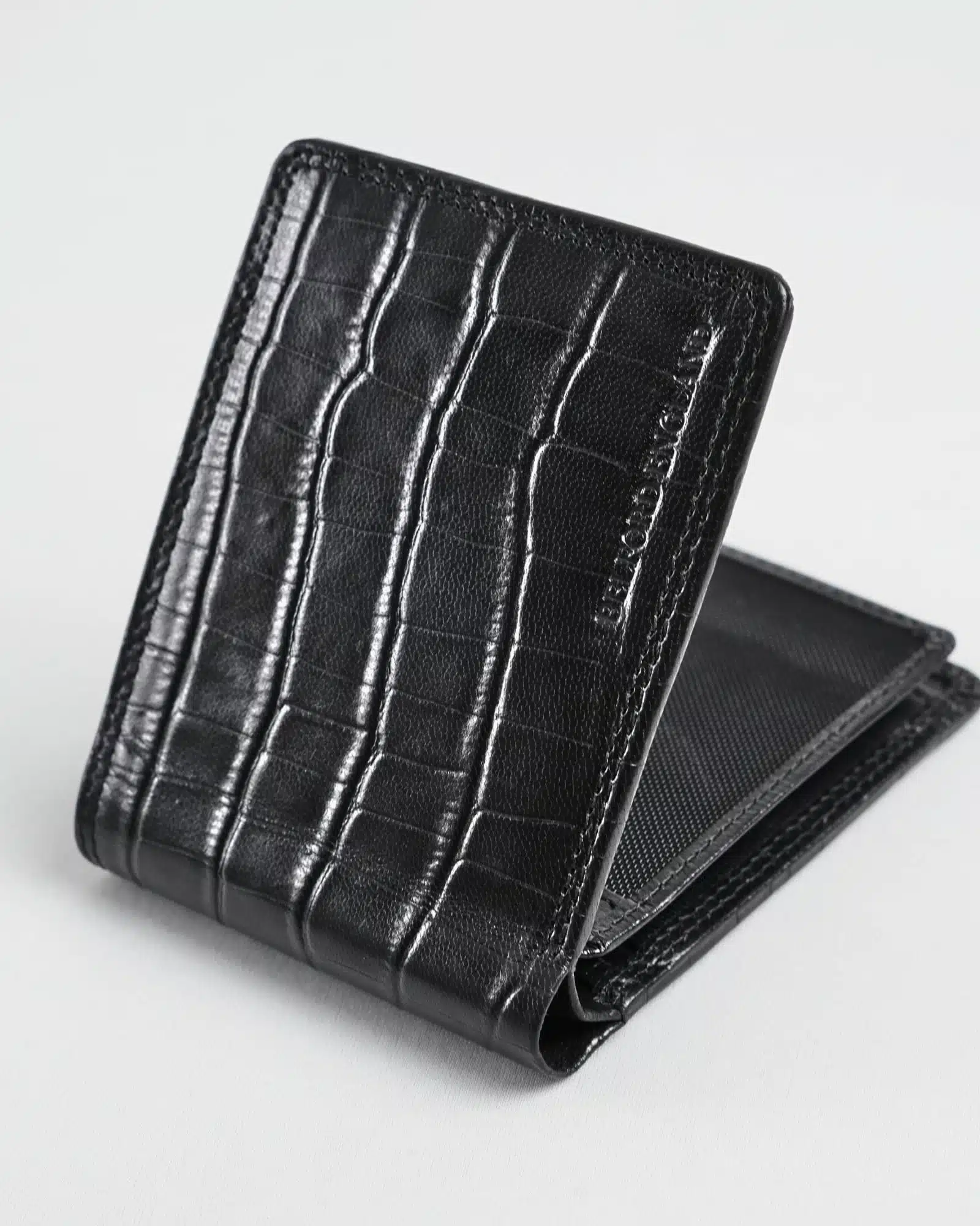 Hudson Men’s Original Leather Wallet (Croco Black)