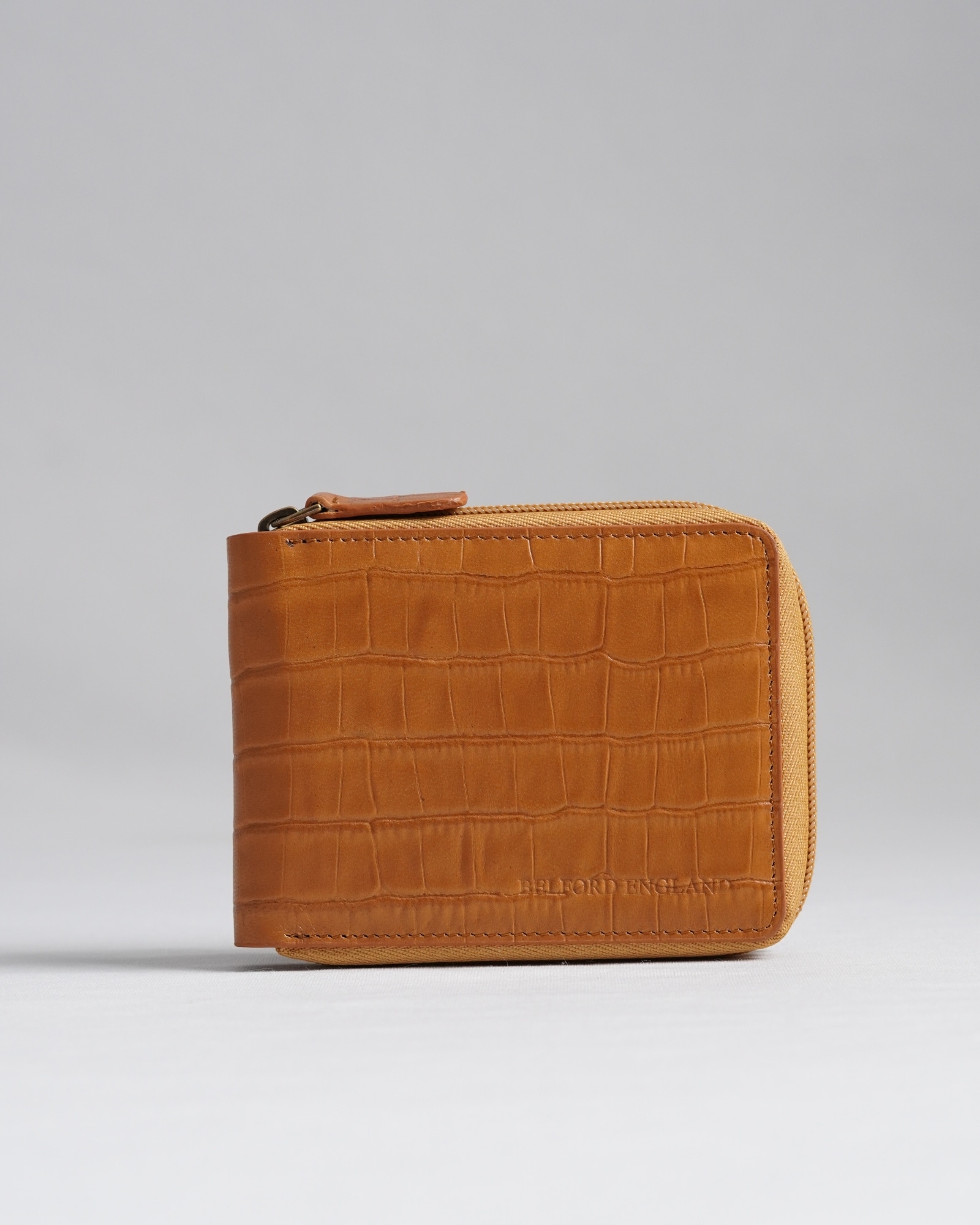 Tokyo Men’s Original Leather Zipper Wallet - (Croco Rich Tan) - Image 8