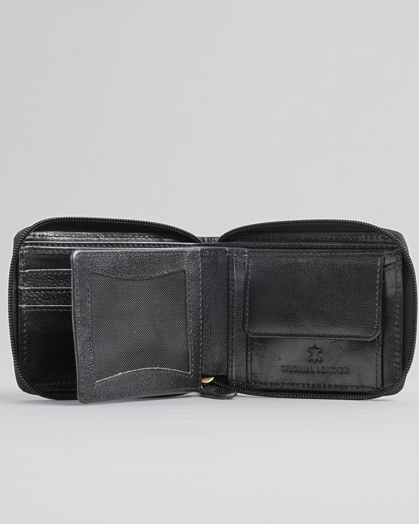 Tokyo Men’s Original Leather Zipper Wallet - (Jet Black) - Image 2