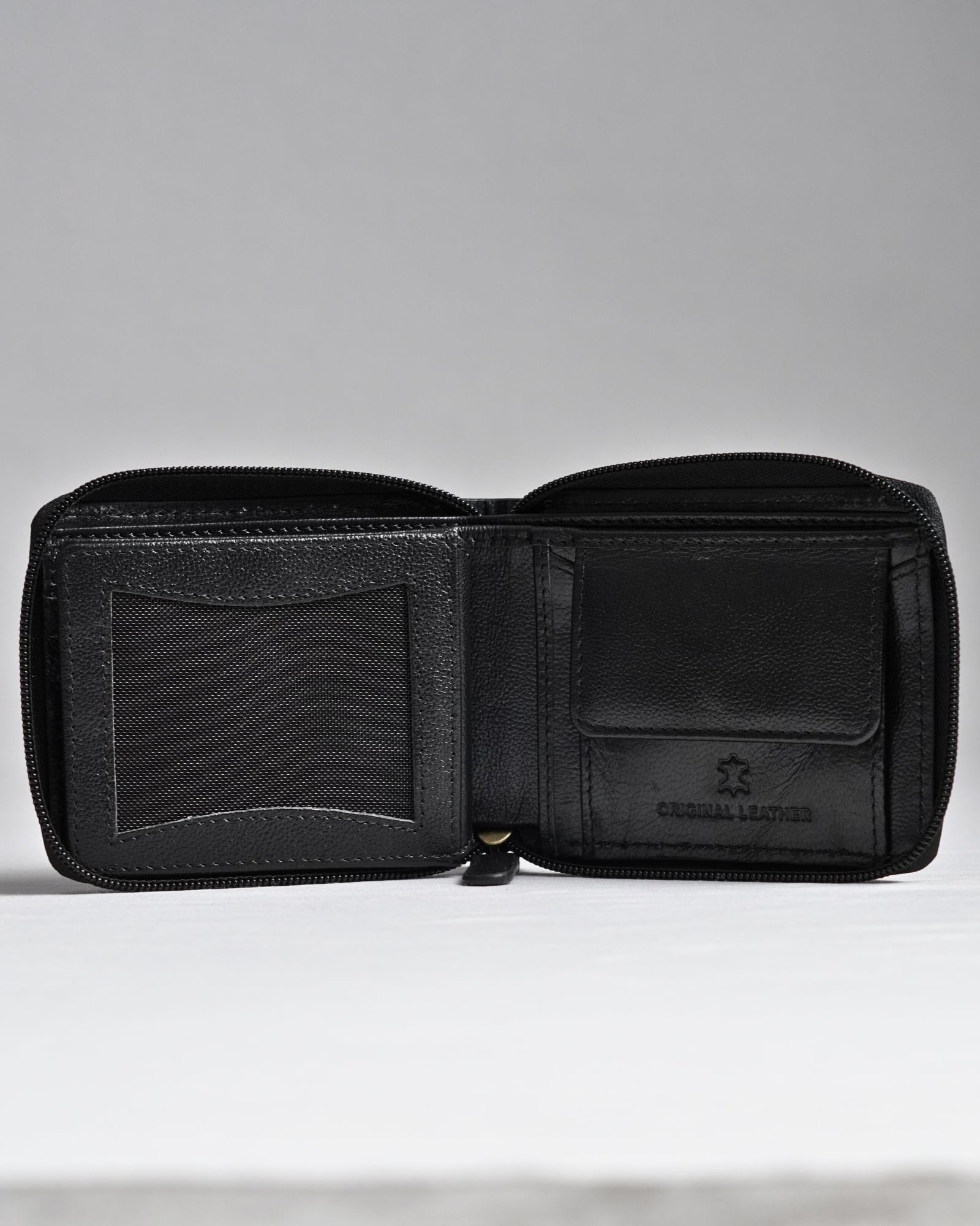 Tokyo Men’s Original Leather Zipper Wallet - (Jet Black) - Image 3