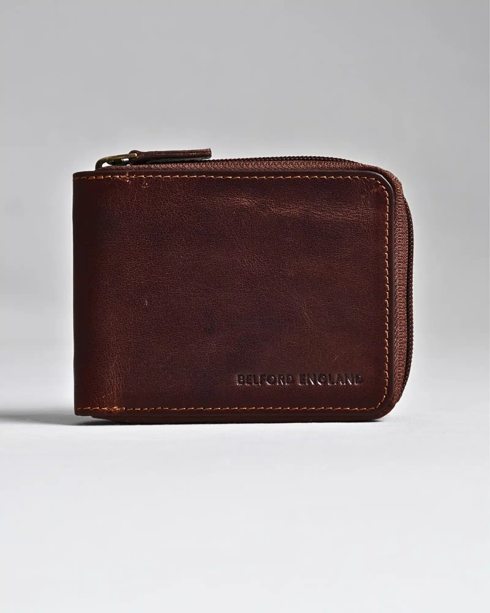 Tokyo Men’s Original Leather Zipper Wallet (Vintage Brown)