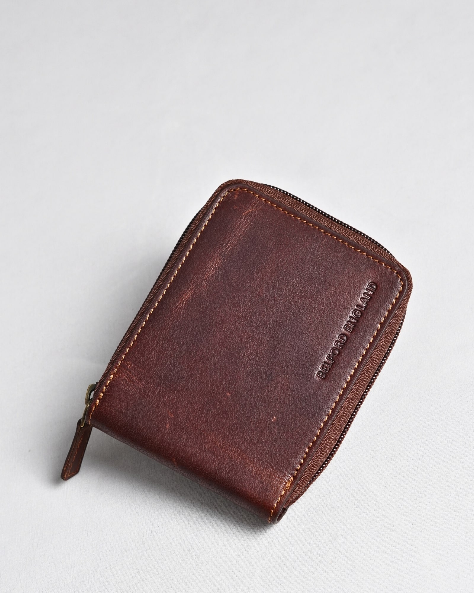 Tokyo Men’s Original Leather Zipper Wallet (Vintage Brown) - Image 9