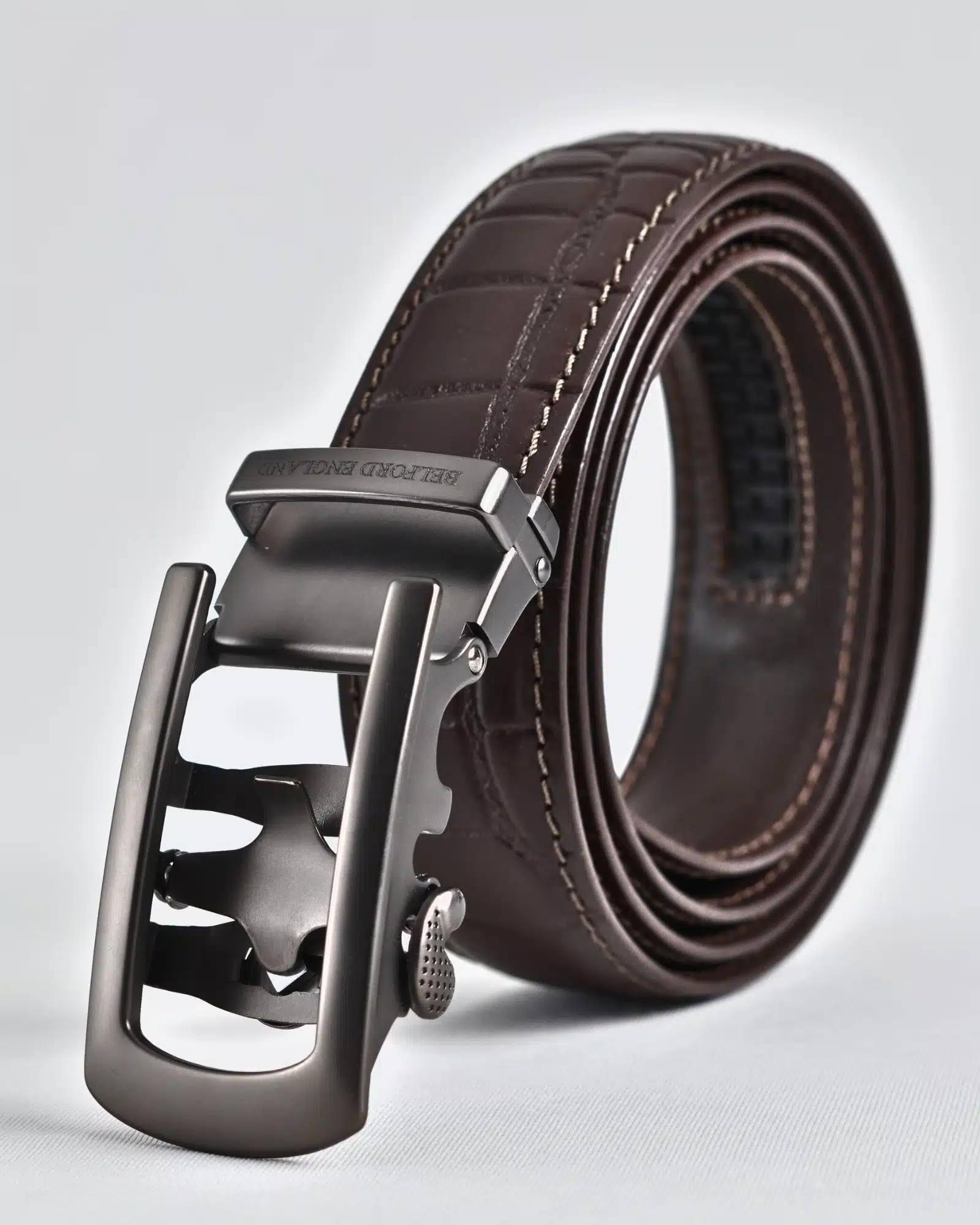 Oxford Men's Original Leather Belt  (Croco Brown) - 28-44 - Image 2