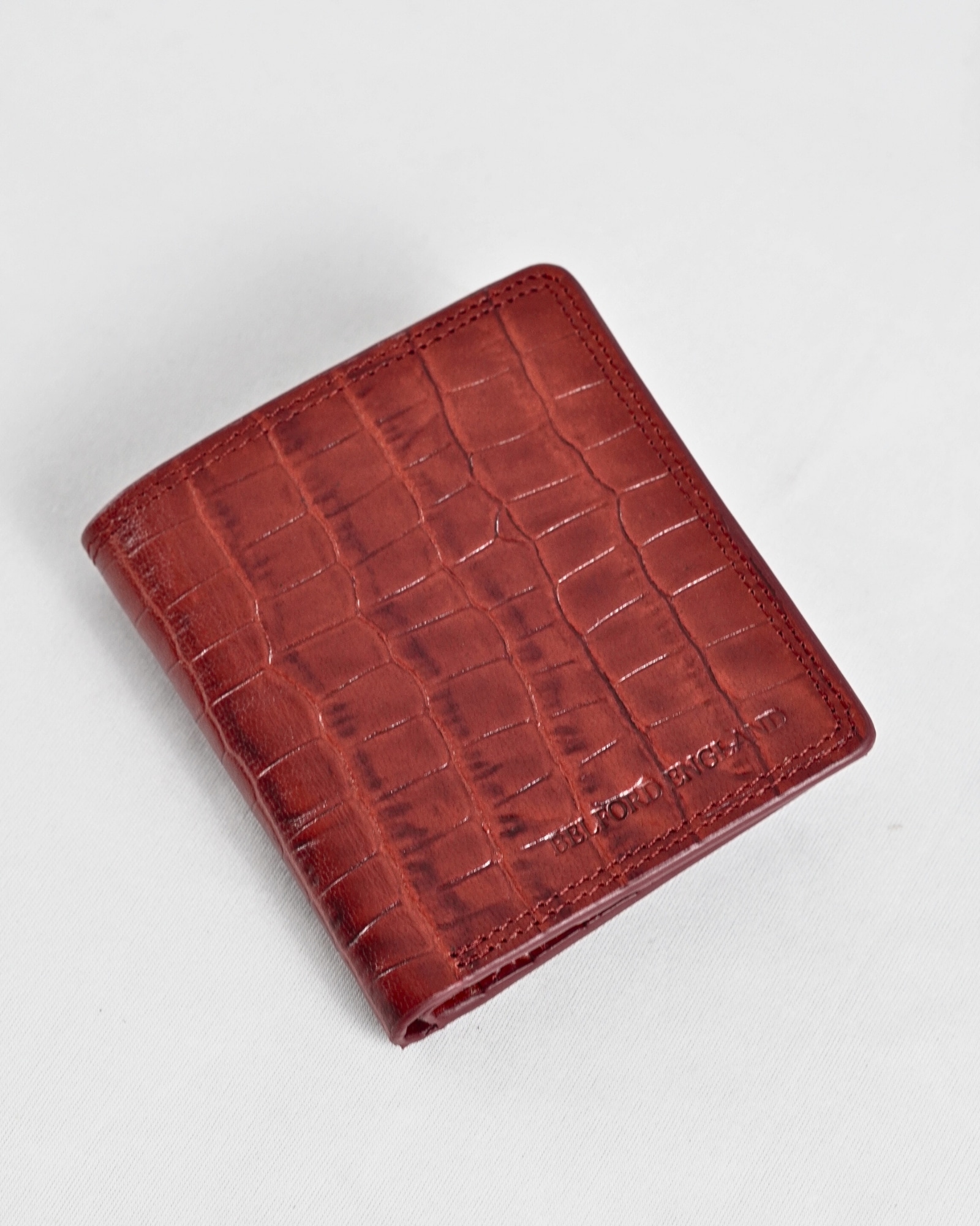 Aubrey - Men’s Original Leather Wallet (Croco Brown & Cherry Blend) - Image 8