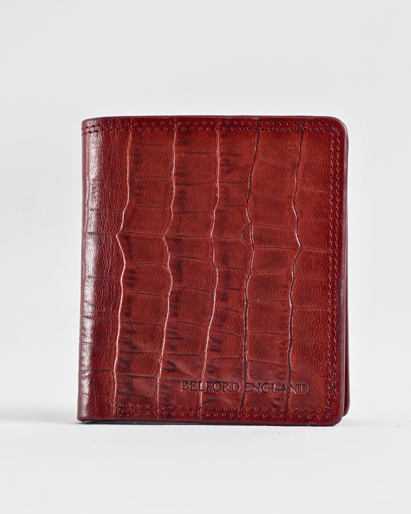Aubrey - Men’s Original Leather Wallet (Croco Brown & Cherry Blend) - Image 9