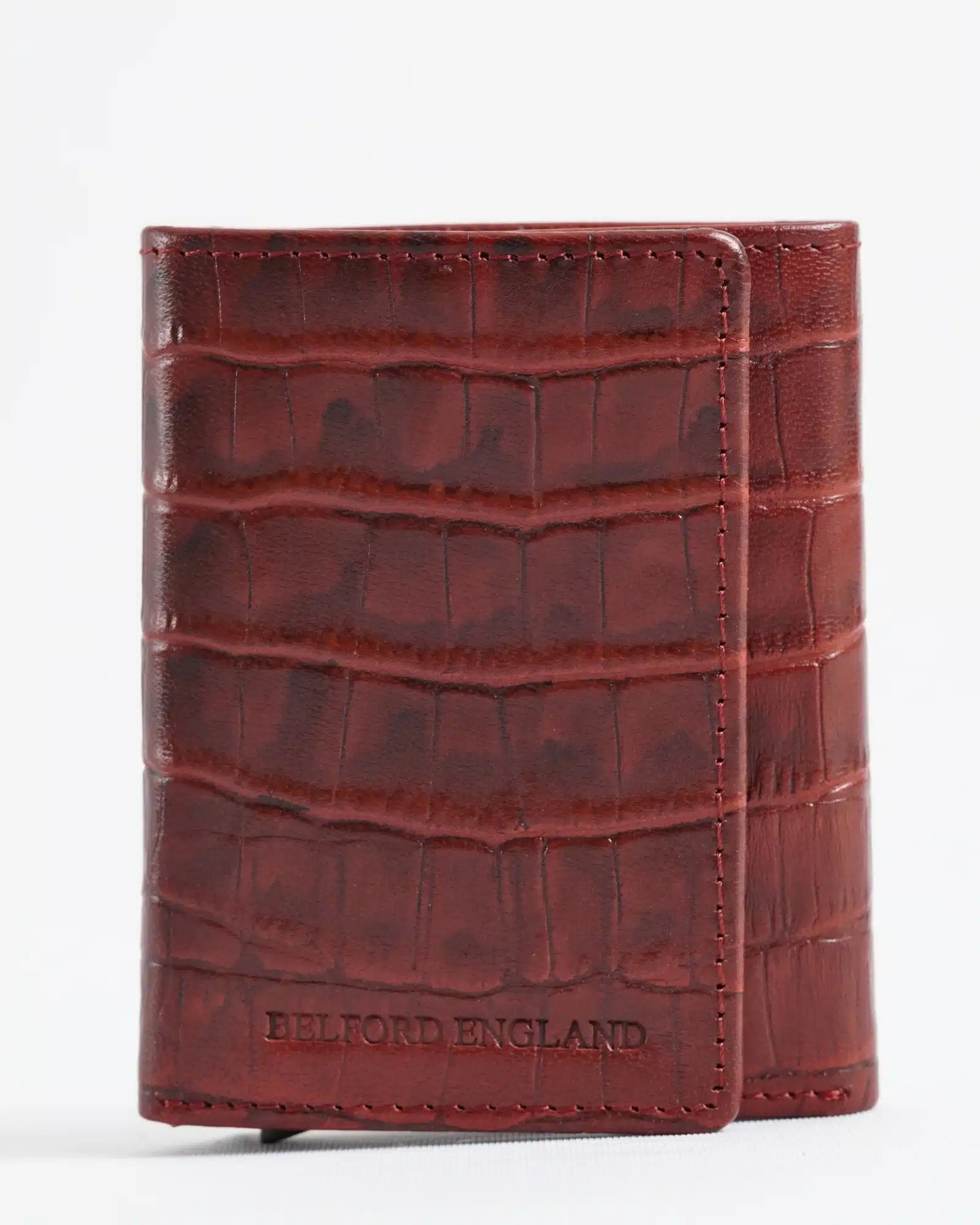 Barcelano - Men’s Original Leather Wallet | One-Click Card Access (Croco Brown and Cherry Blend) - Image 2