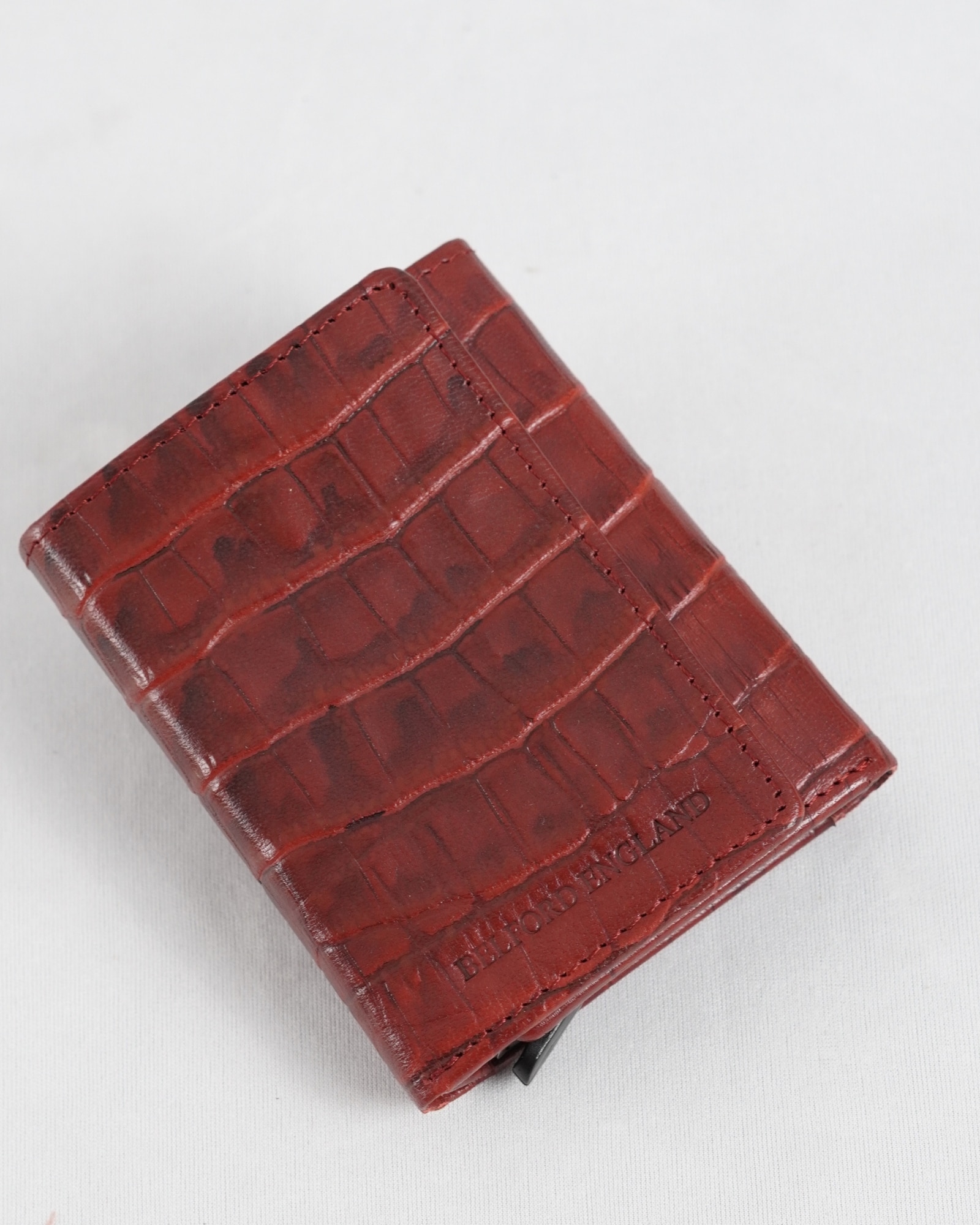 Barcelano - Men’s Original Leather Wallet | One-Click Card Access (Croco Brown and Cherry Blend) - Image 5
