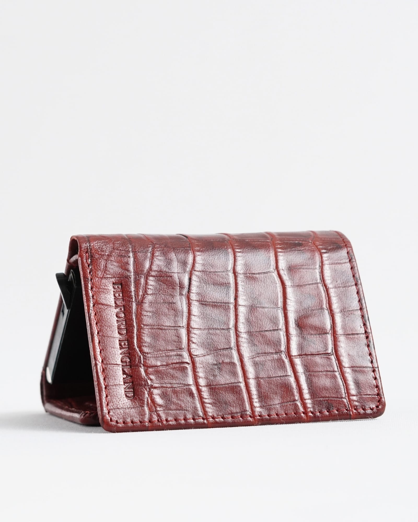 Barcelano - Men’s Original Leather Wallet | One-Click Card Access (Croco Brown and Cherry Blend) - Image 6