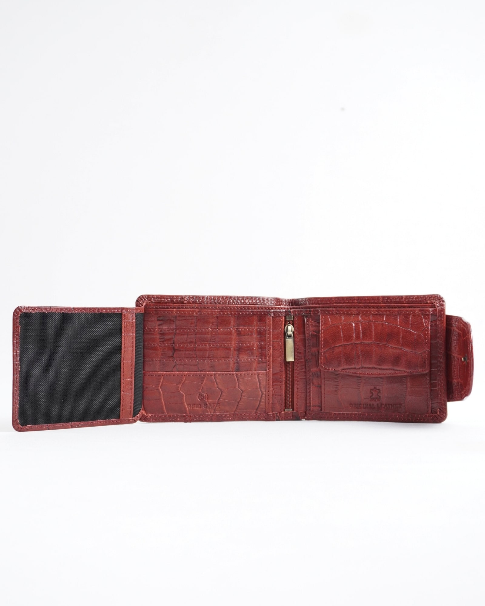 Derby - Men’s Original Leather Wallet (Croco Brown & Cherry Blend) - Image 2