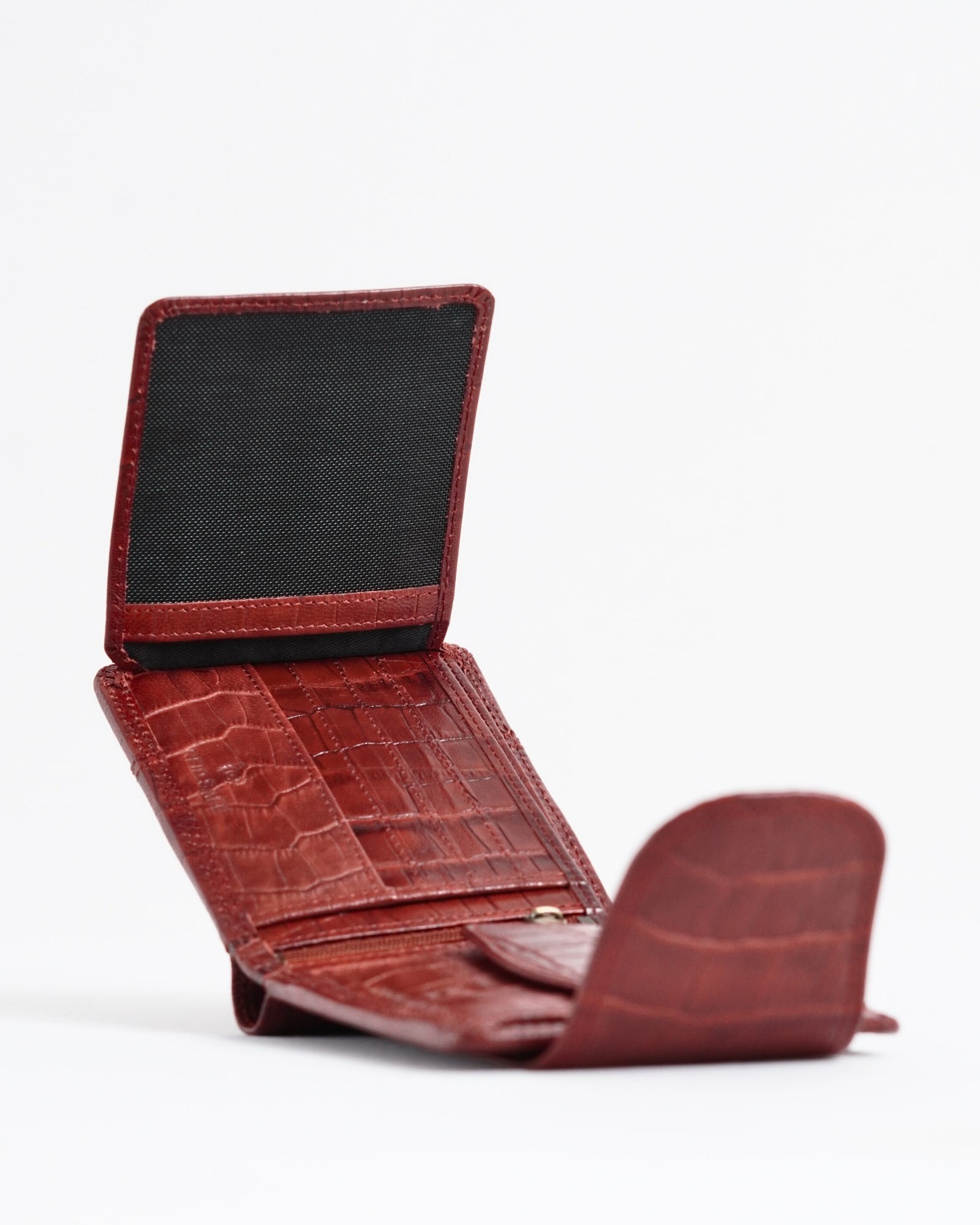 Derby - Men’s Original Leather Wallet (Croco Brown & Cherry Blend) - Image 3