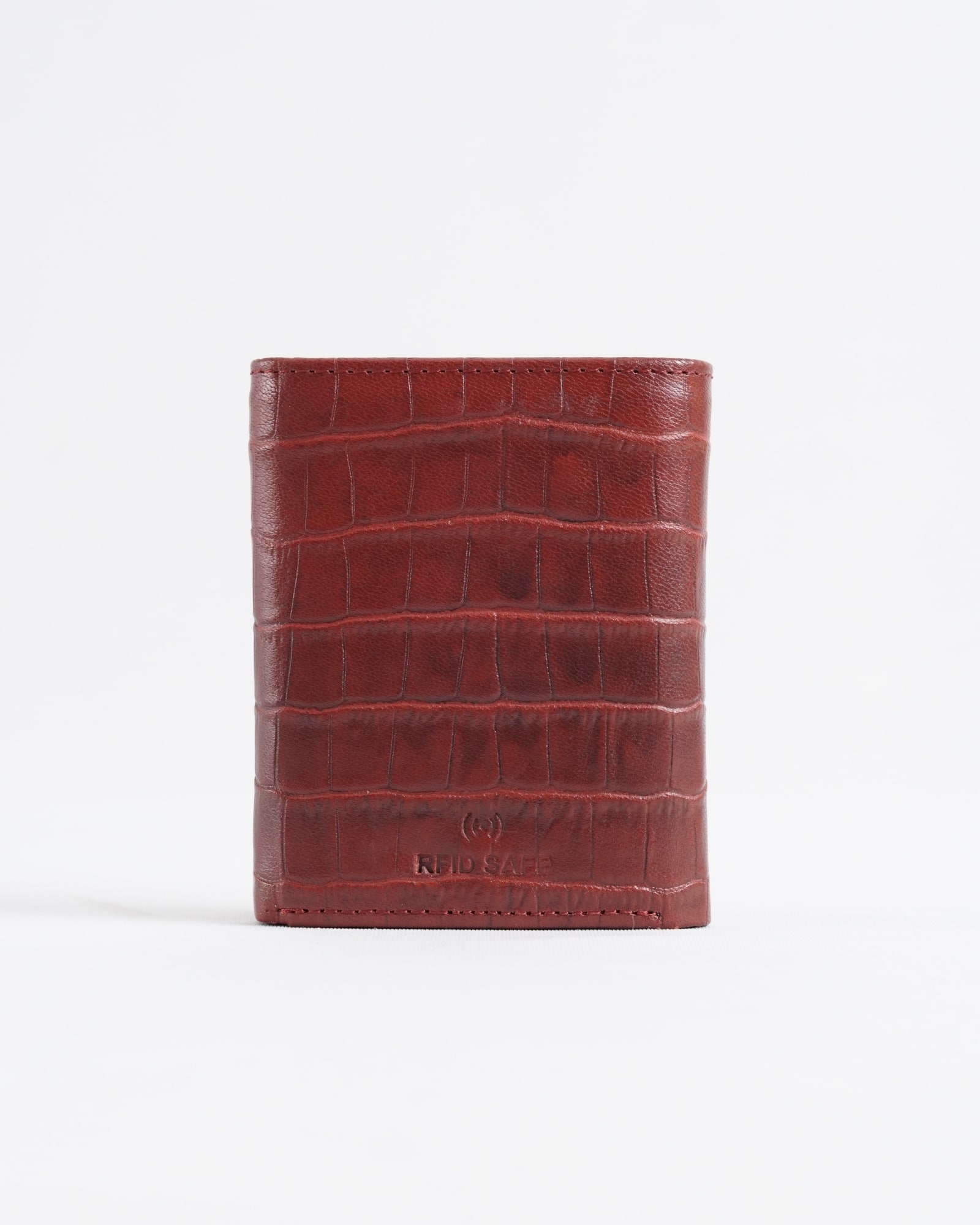 Detroit - Men’s Original Leather [Smart Card Pop UP] Wallet (Croco Brown & Cherry Blend) - Image 3