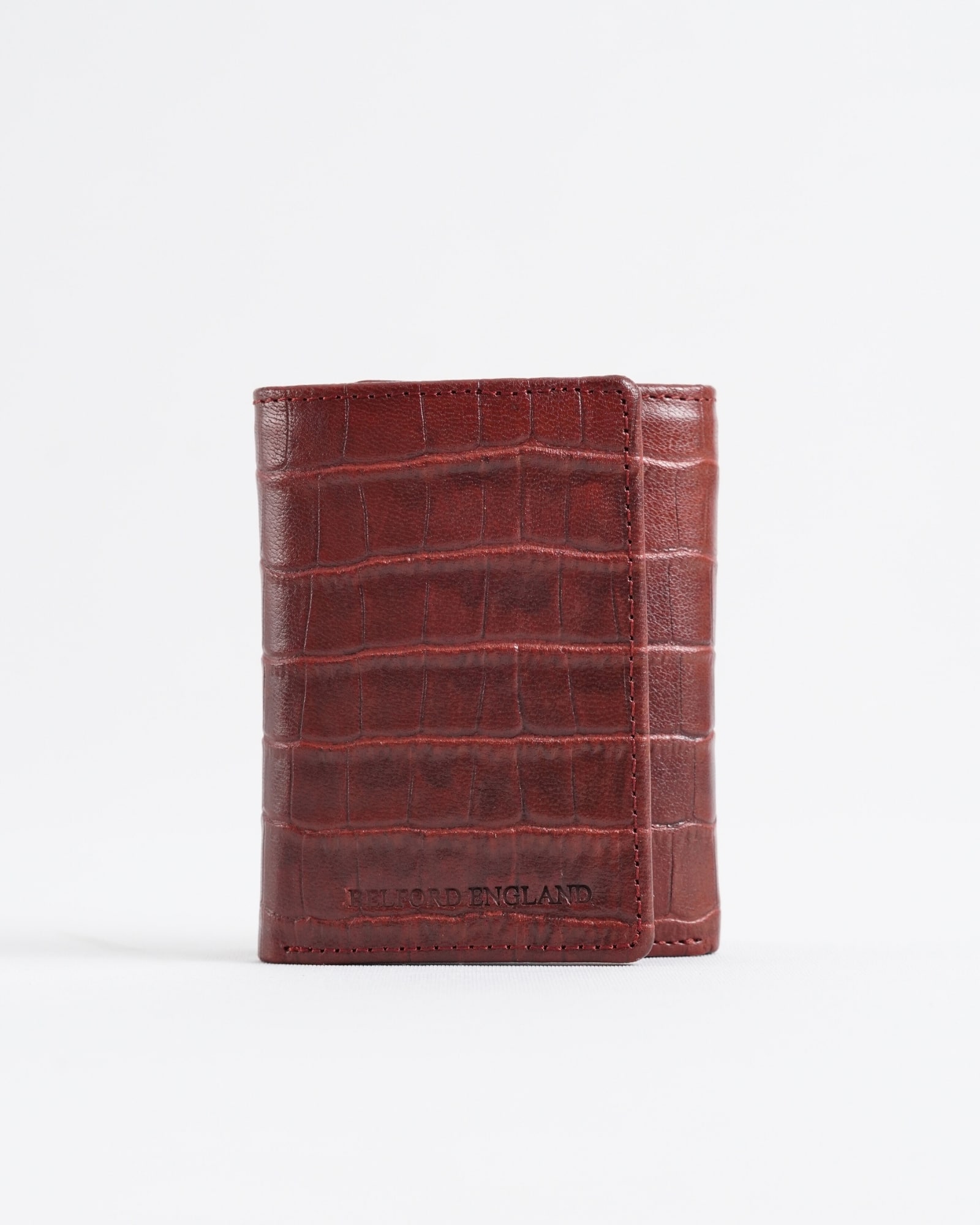 Detroit - Men’s Original Leather [Smart Card Pop UP] Wallet (Croco Brown & Cherry Blend) - Image 6