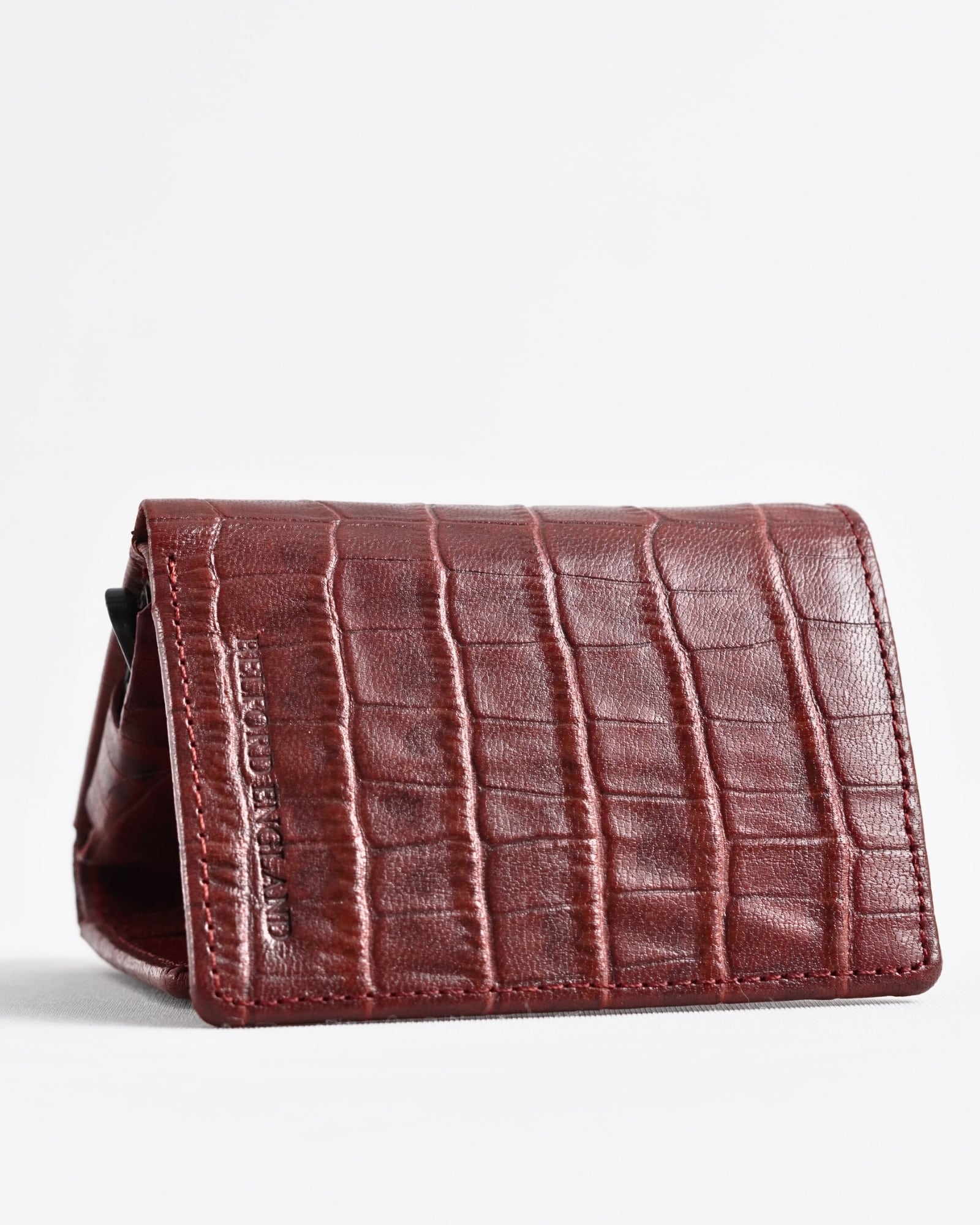 Detroit - Men’s Original Leather [Smart Card Pop UP] Wallet (Croco Brown & Cherry Blend) - Image 7