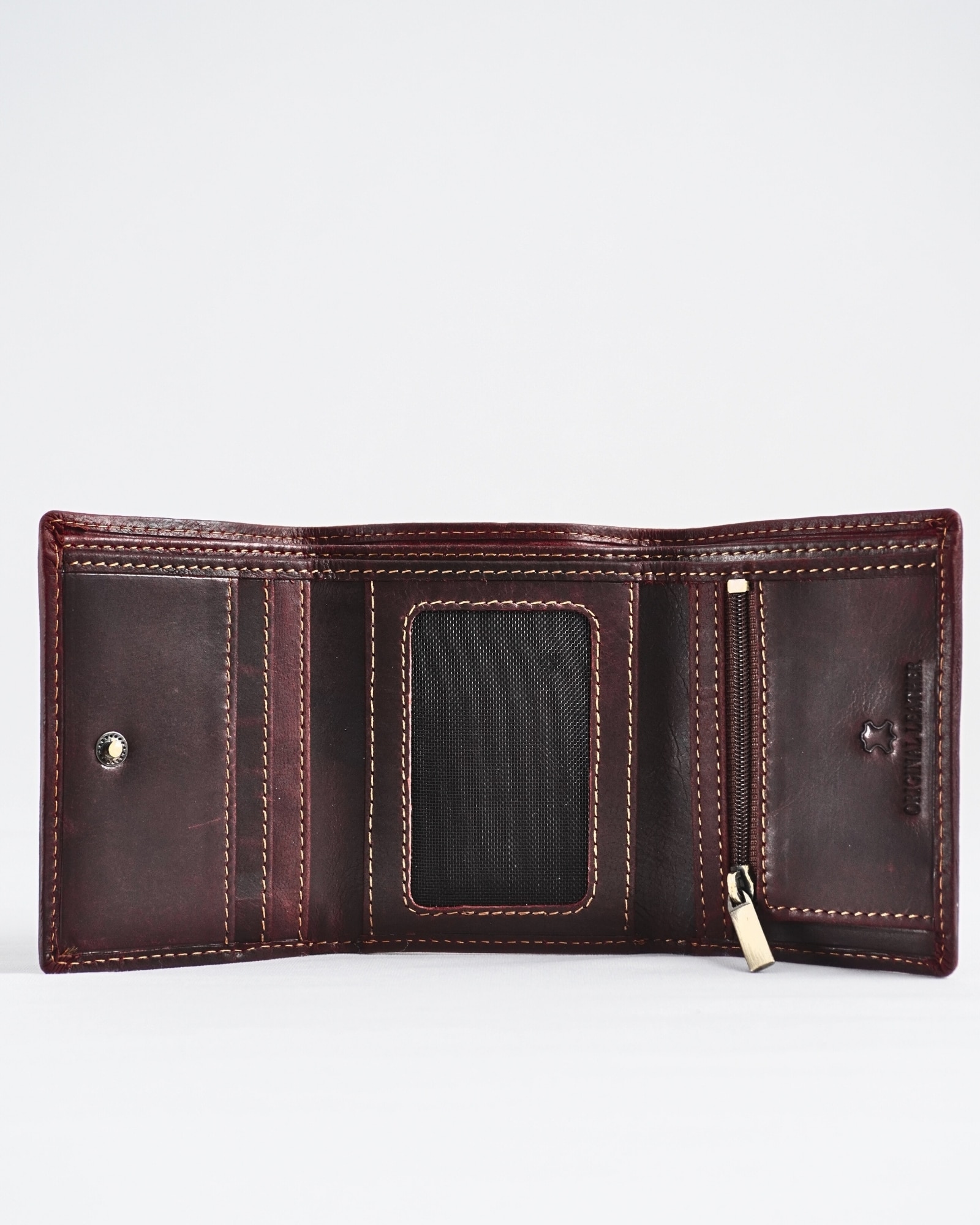 Dublin - Men’s Original Leather Trifold Wallet (Vintage Brown) - Image 2