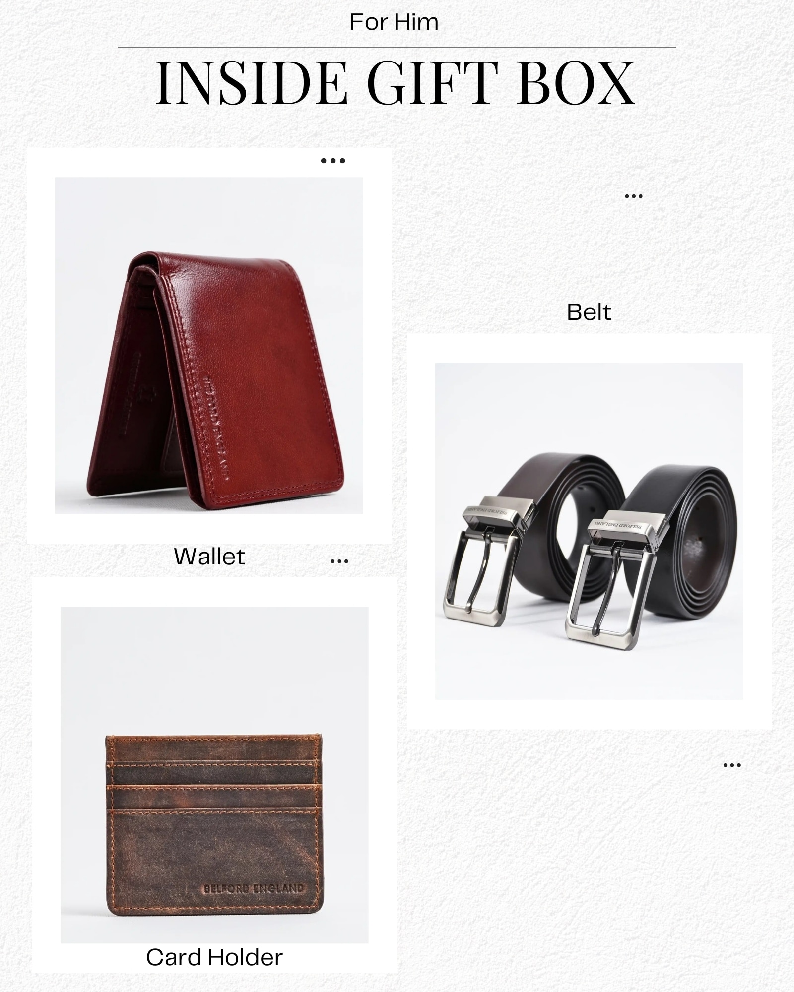 Gift For Men: Personalized Luxury Leather Wallet, Belt & Card Holder Set - Image 2