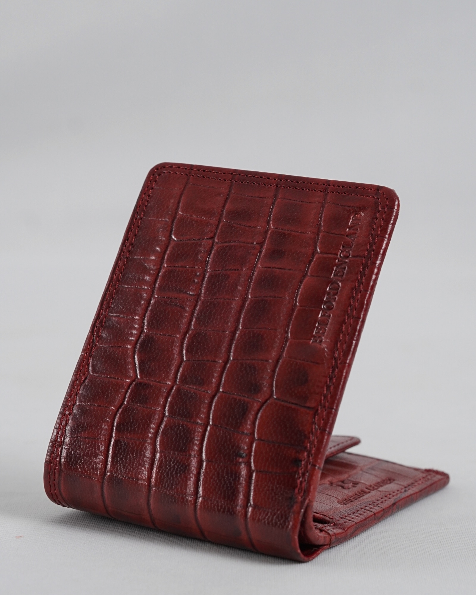 Harvard Men’s Original Leather Wallet (Croco Brown & Cherry Blend) - Image 7