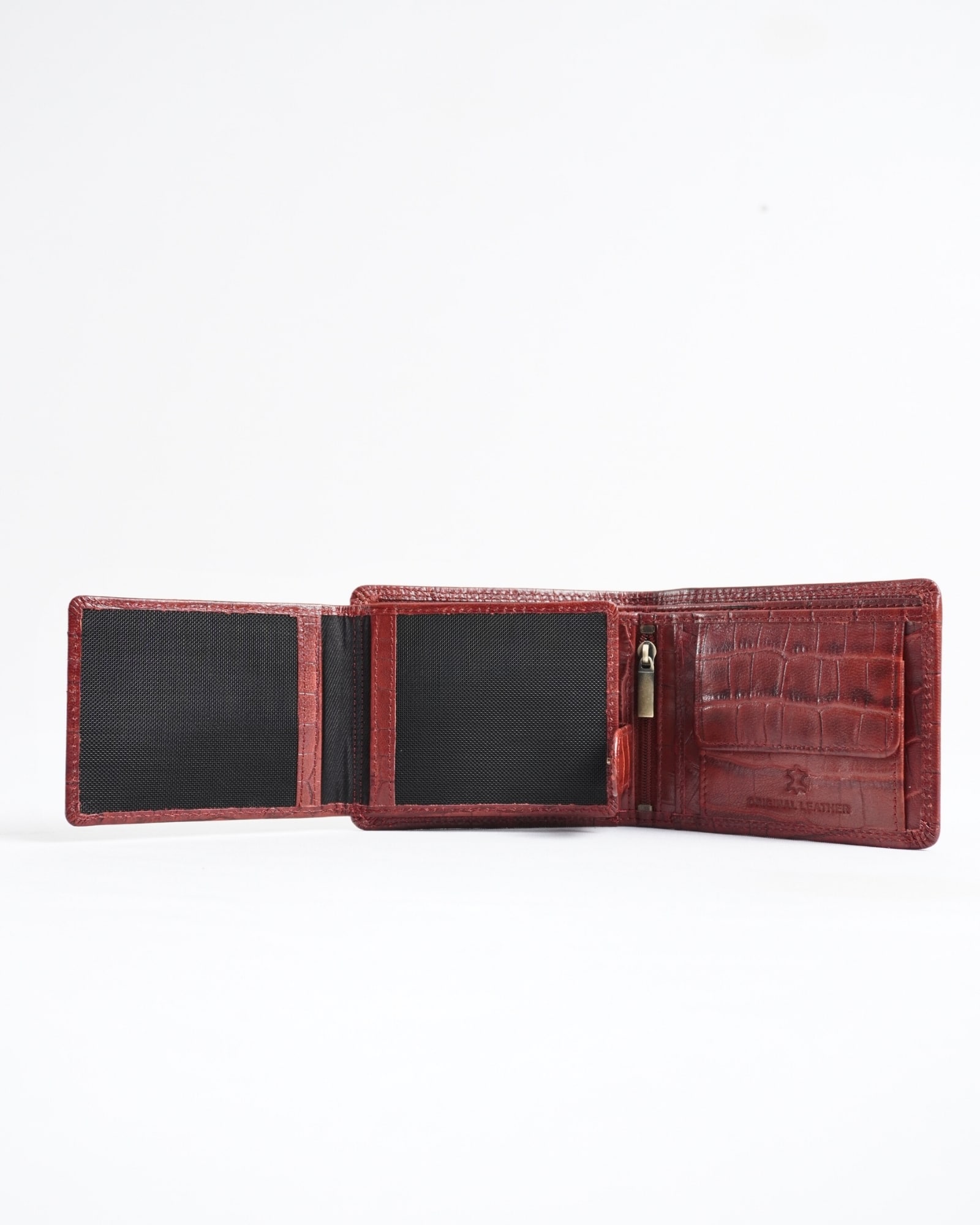 Harvard Men’s Original Leather Wallet (Croco Brown & Cherry Blend) - Image 8