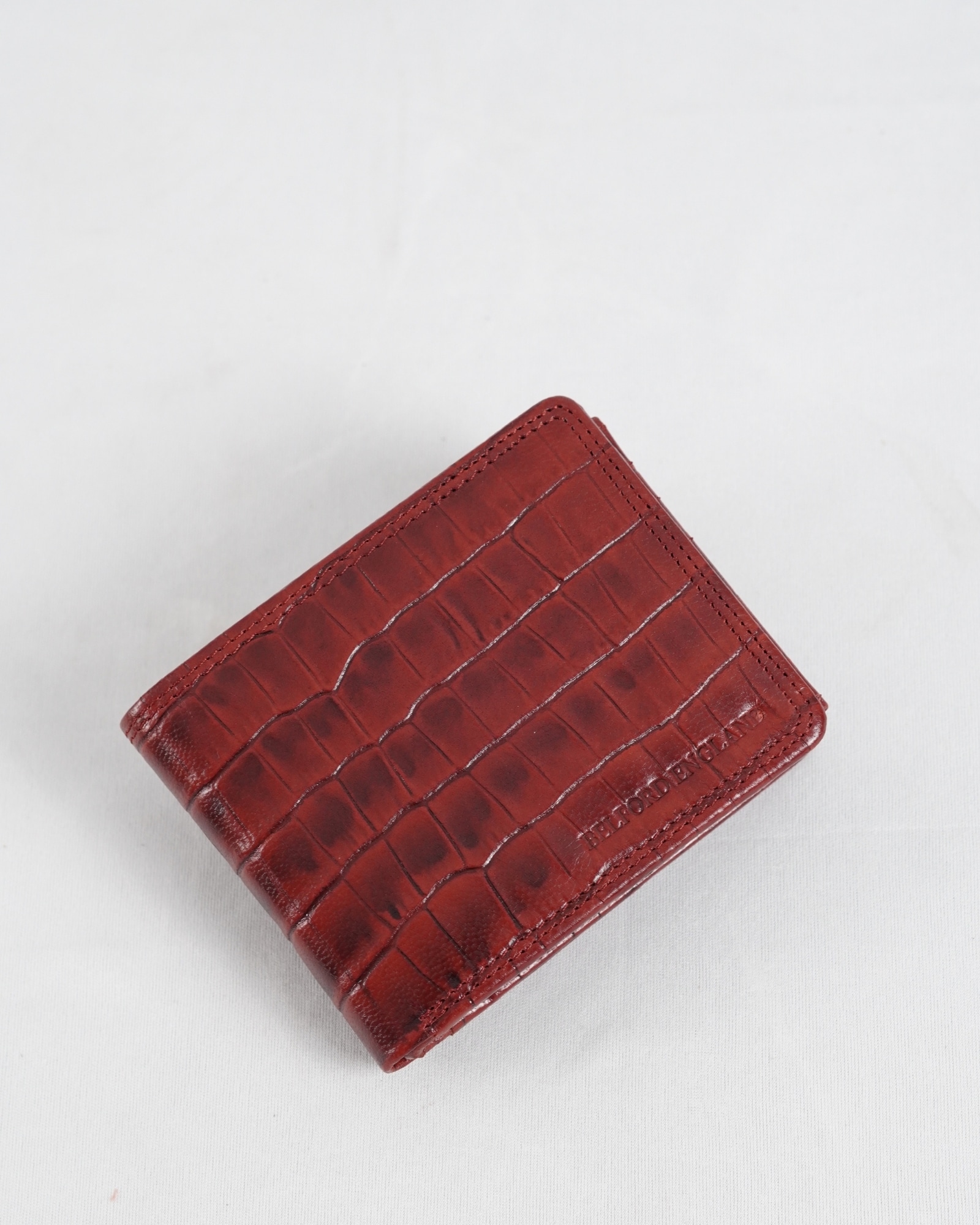 Harvard Men’s Original Leather Wallet (Croco Brown & Cherry Blend) - Image 9