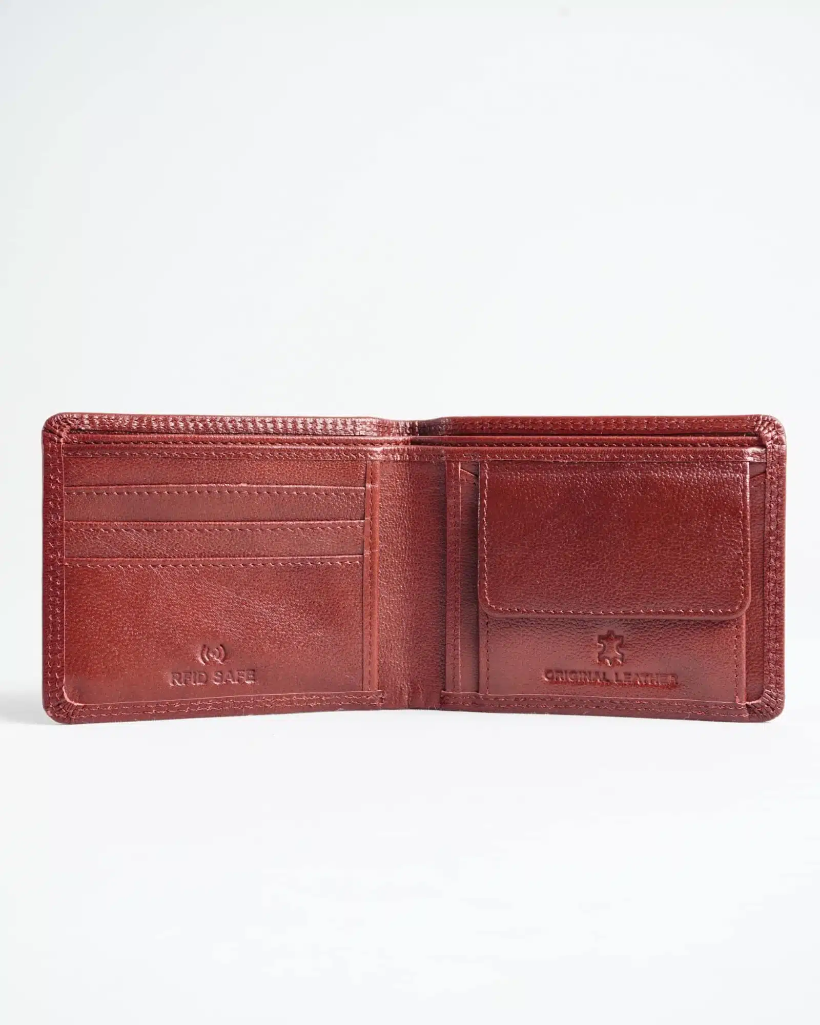 Helston Men’s Original Leather Wallet (Cherry & Brown Blend ) - Image 2