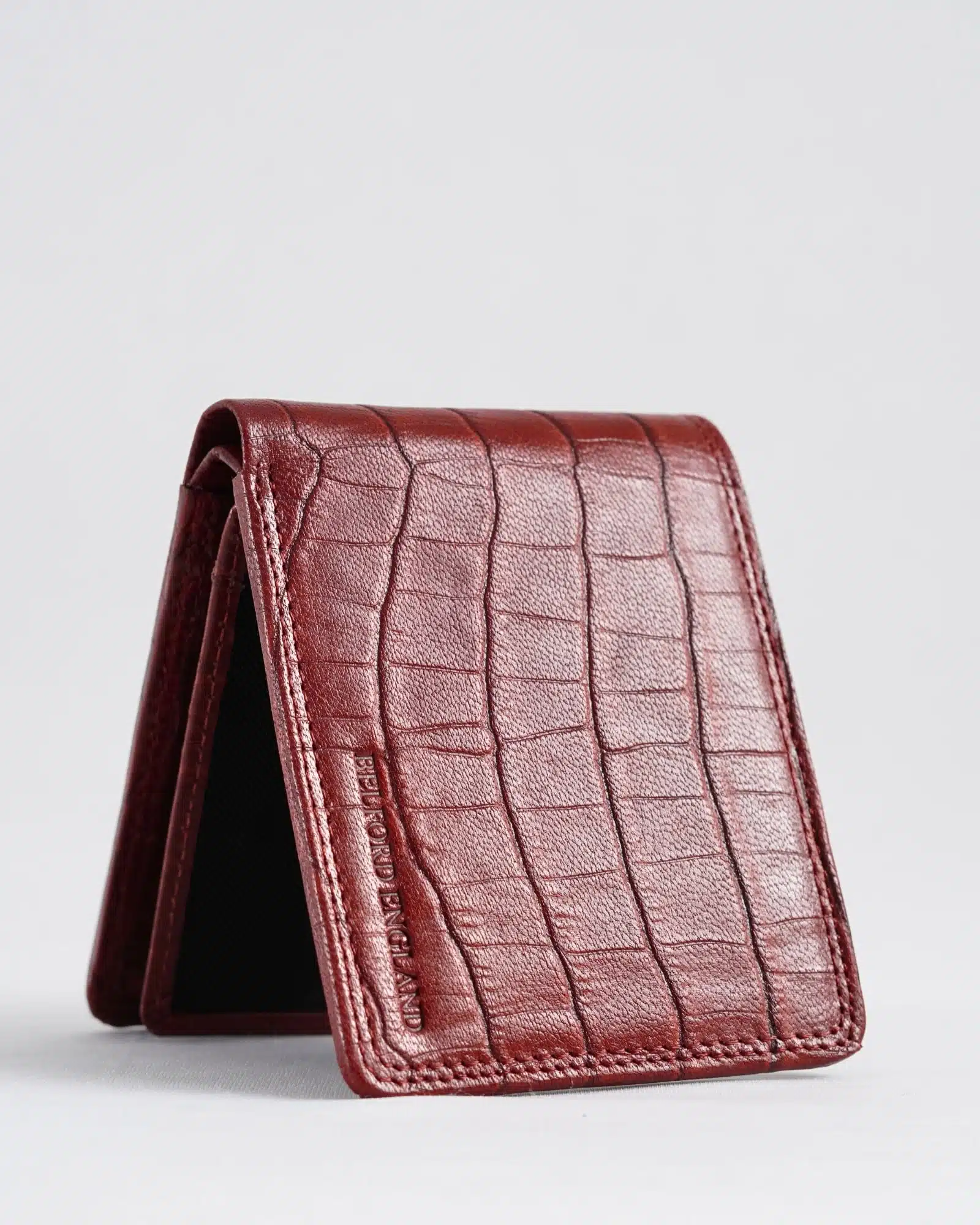Hudson Men’s Original Leather Wallet (Croco Brown & Cherry Blend)