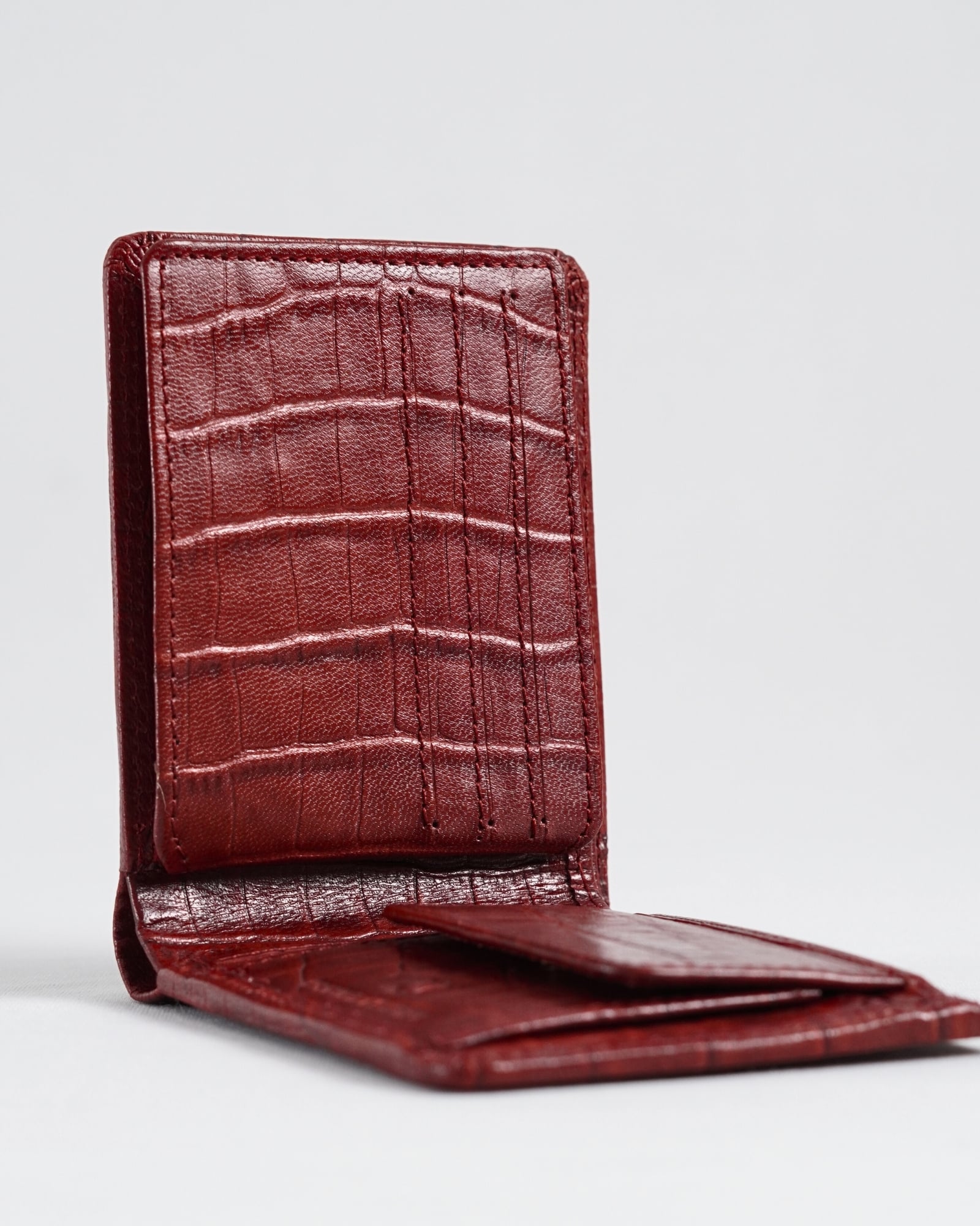 Hudson Men’s Original Leather Wallet (Croco Brown & Cherry Blend) - Image 3