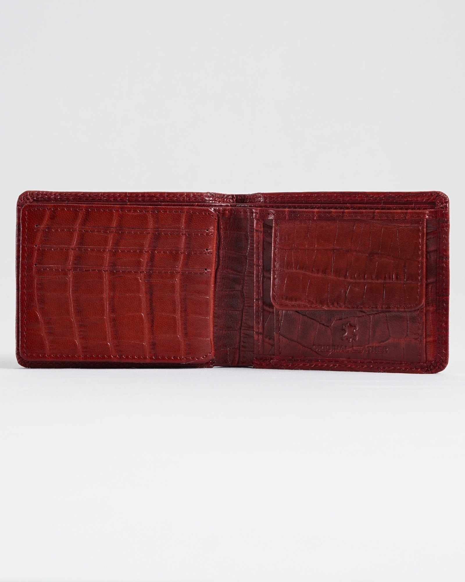 Hudson Men’s Original Leather Wallet (Croco Brown & Cherry Blend) - Image 5