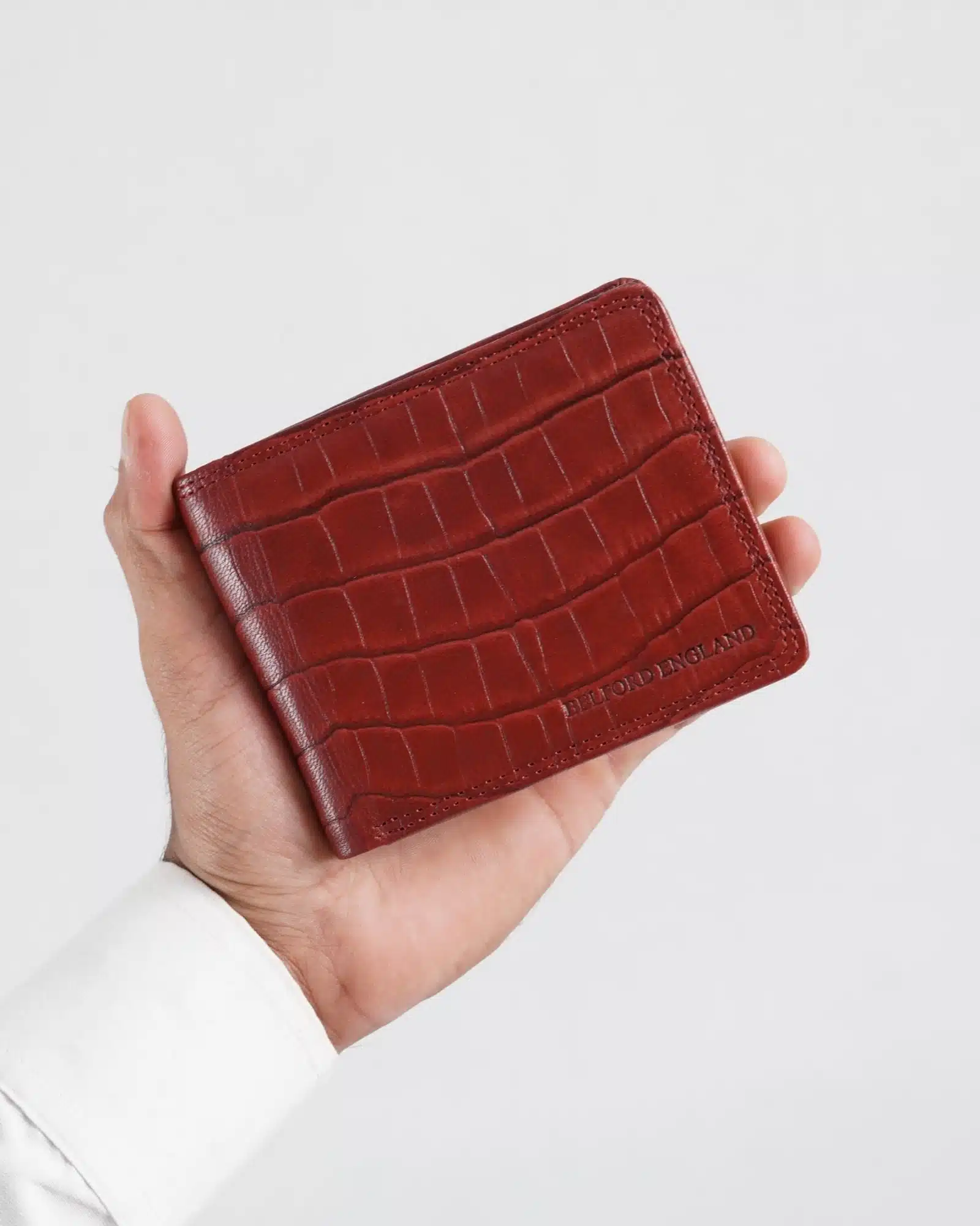 Hudson Men’s Original Leather Wallet (Croco Brown & Cherry Blend) - Image 9