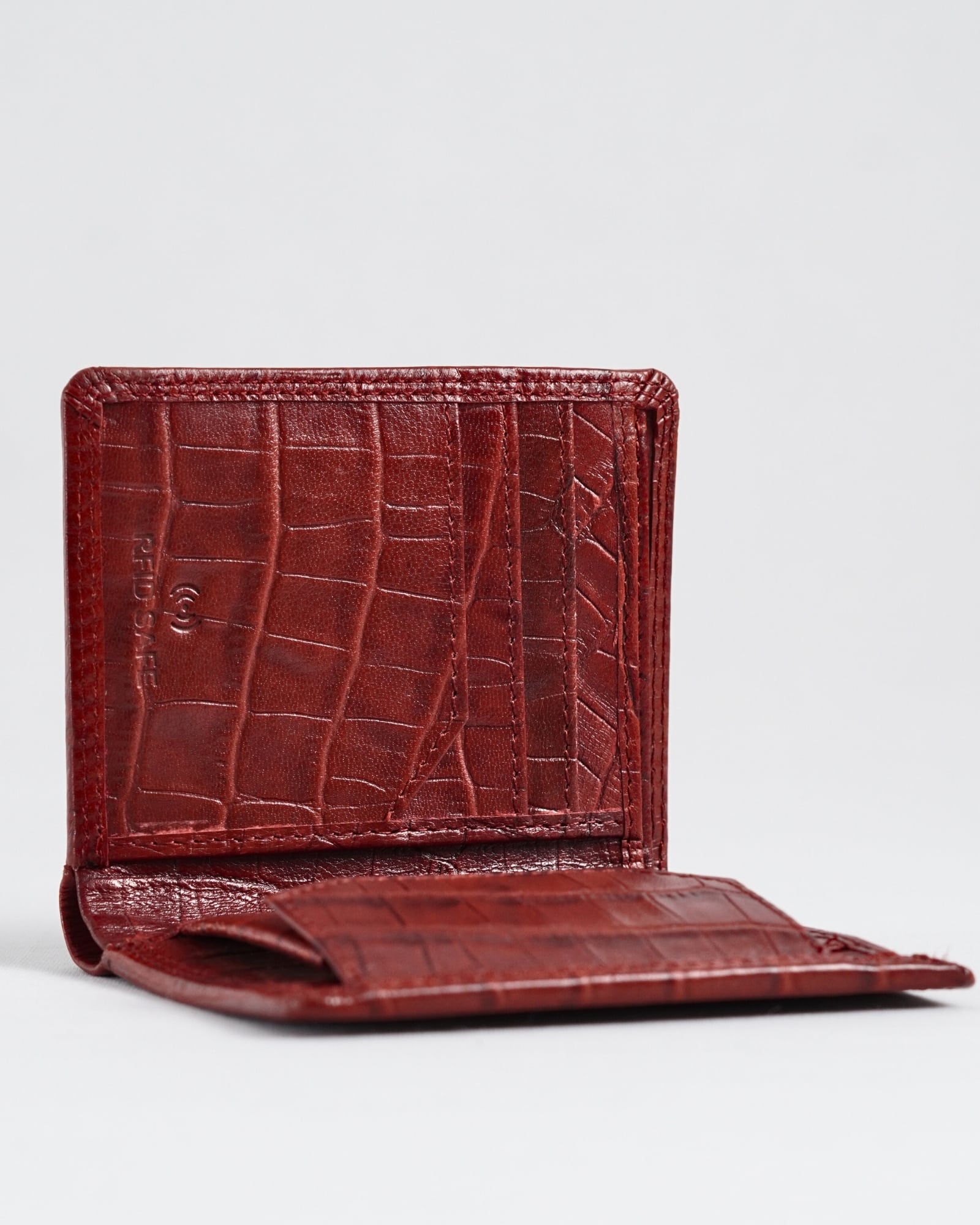 Hyde  Men’s Original Leather Wallet (Croco Brown & Cherry Blend) - Image 5
