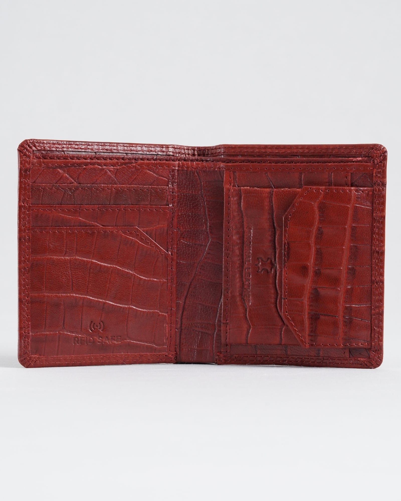 Hyde  Men’s Original Leather Wallet (Croco Brown & Cherry Blend) - Image 3