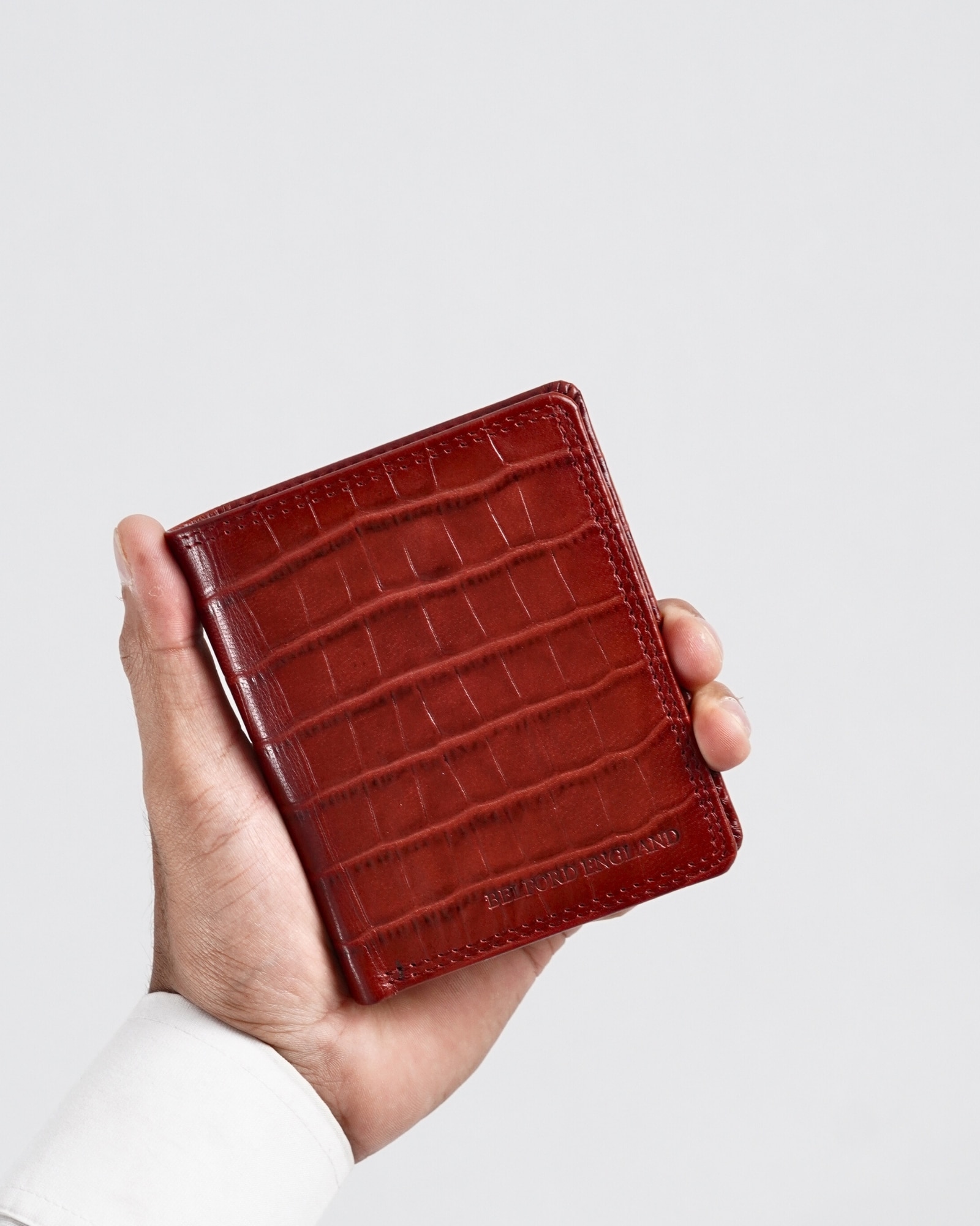 Hyde  Men’s Original Leather Wallet (Croco Brown & Cherry Blend) - Image 7